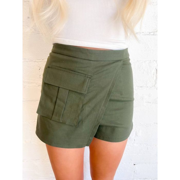 Designer IDEM DITTO Ride The Wave Asymmetrical Shorts In Olive | Grailed