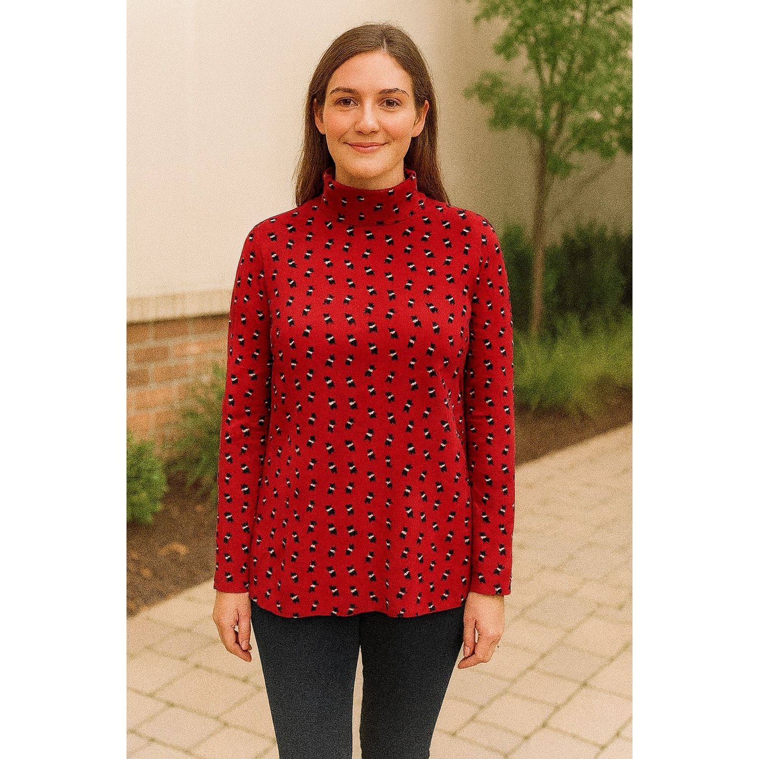 Other Holiday Editions Women’s XXL Red Scotty Dog Print Turtleneck Size XXL / US 16-18 / IT 52-54 - 2 Thumbnail