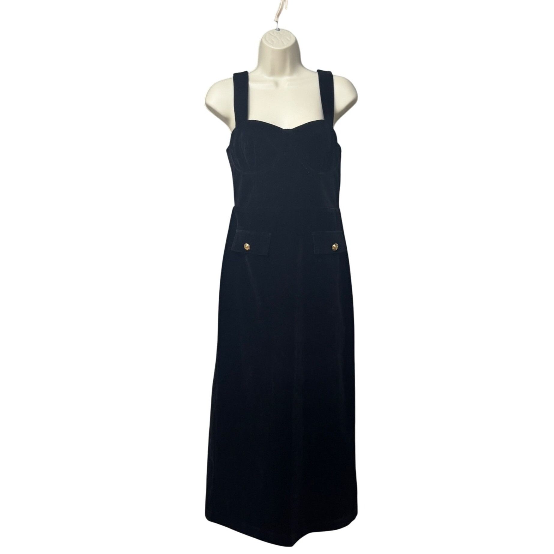 Other Endless Rose Open Back Velvet Midi Bustier Dress, Black, Sz. Size S / US 4 / IT 40 - 2 Thumbnail