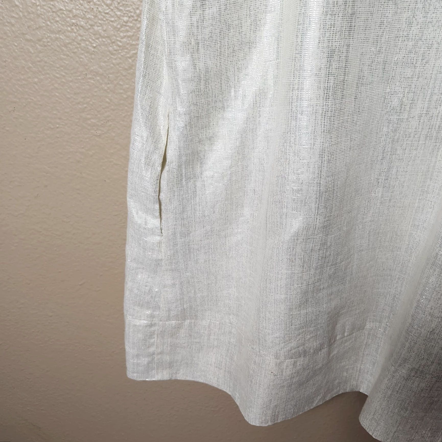 Maje Maje Cream Shimmer Tank Mini Dress-Size 2 Cotton/Lurex Shimmer Size XS / US 0-2 / IT 36-38 - 3 Thumbnail