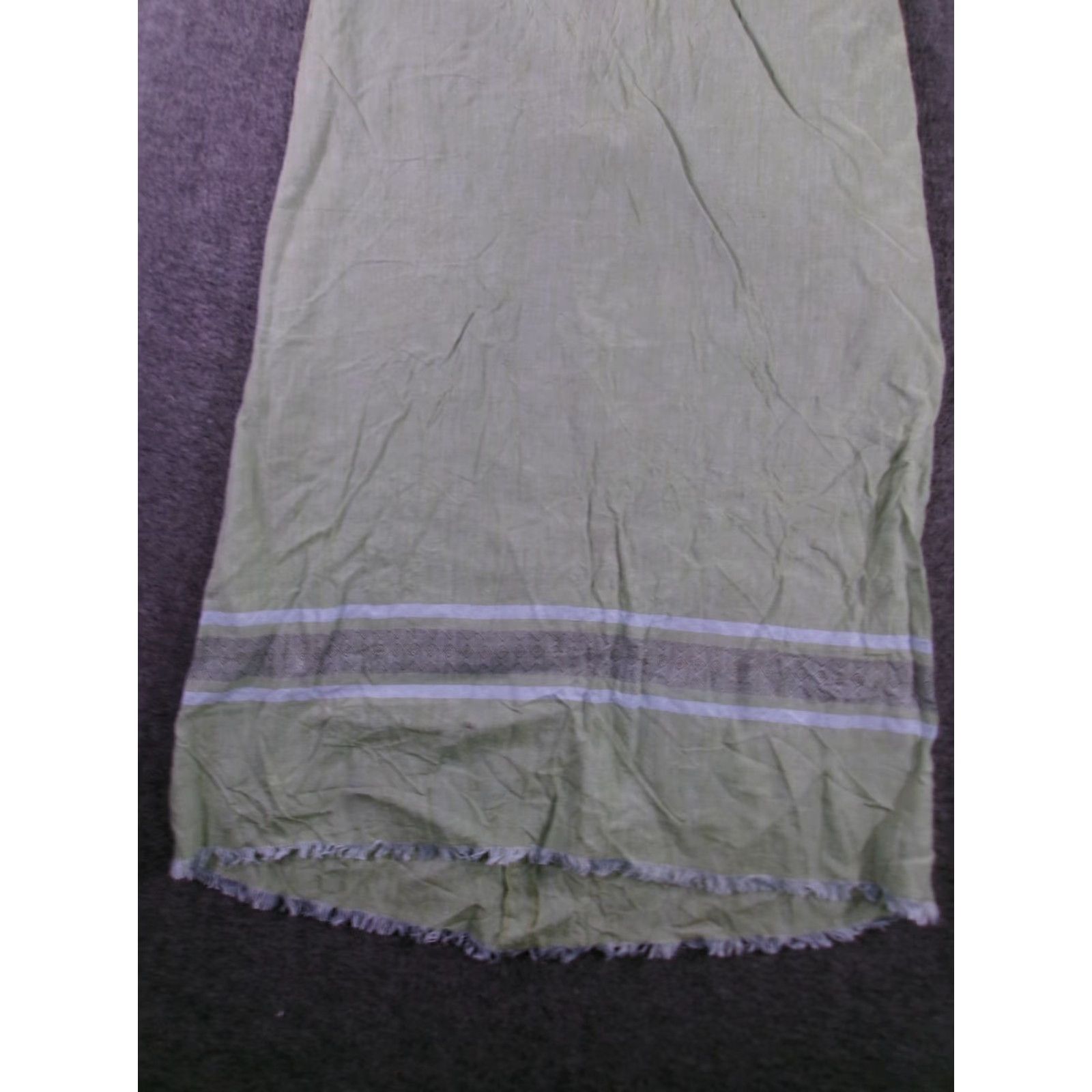 Vintage Margaret OLeary Dress Women Small Green Linen Fringe Lagenlook Boho Resort Day Size S / US 4 / IT 40 - 3 Thumbnail