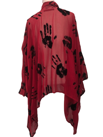 Jean Paul Gaultier 1991 "Hands" Print Oversized Red Shirt Size L / US 10 / IT 46 - 3 Thumbnail