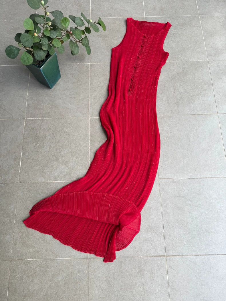 Issey Miyake Issey Miyake Red double-layer chiffon structure mainline d Size M / US 6-8 / IT 42-44 - 5 Thumbnail