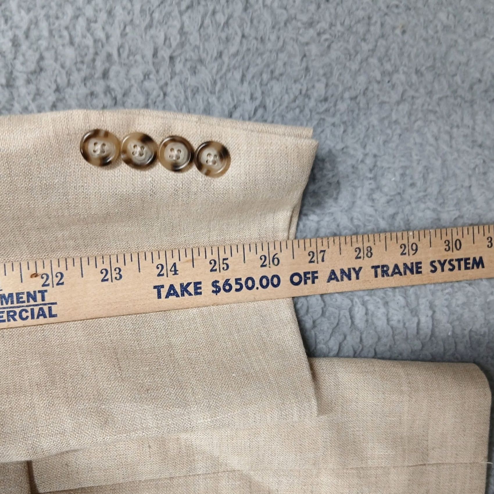 Jos. A. Bank Jos. A. Bank Men's Beige Linen Wool Blend Two Button Sport Coat Blazer 44L Size 44R - 7 Thumbnail
