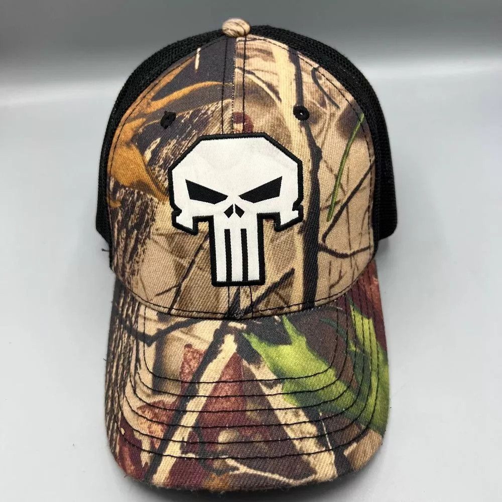 Other Marvel Punisher Skull Trucker Hat Men Camo Snap Back Cap Size ONE SIZE - 1 Thumbnail
