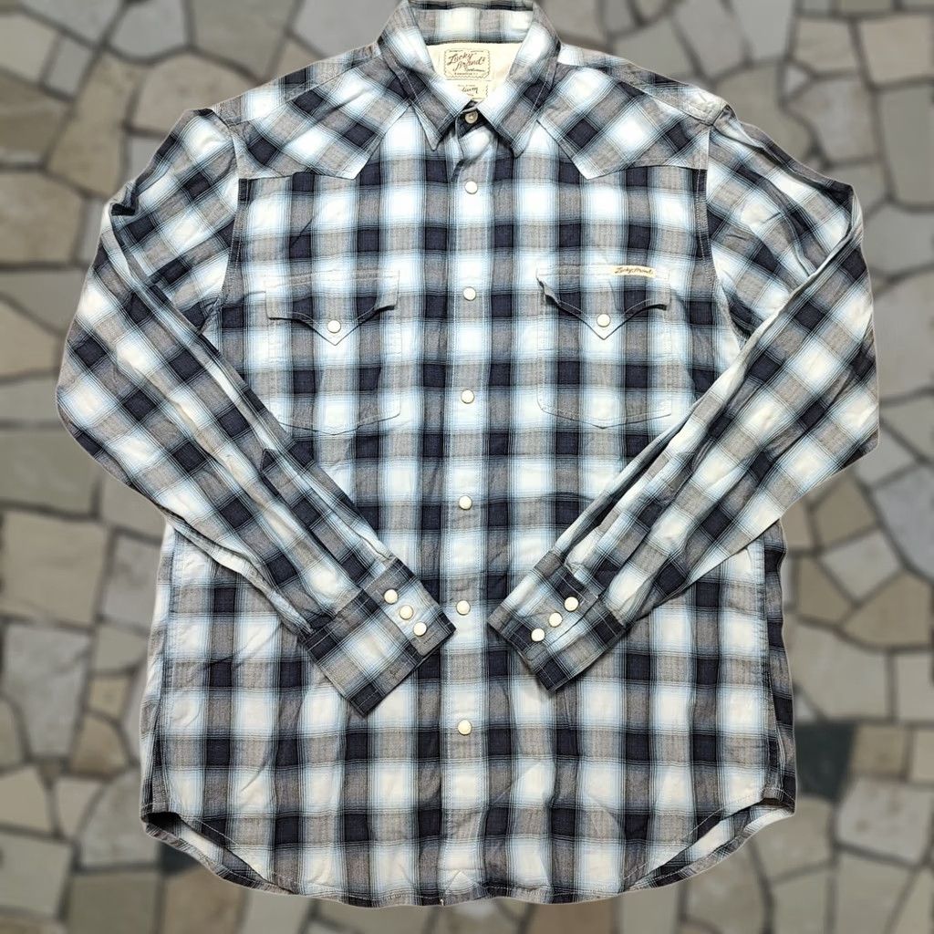 Lucky Brand Lucky Brand Mens Shirt Blue Plaid Pearl Snap Long Sleeve Western Fit M Size US M / EU 48-50 / 2 - 1 Thumbnail