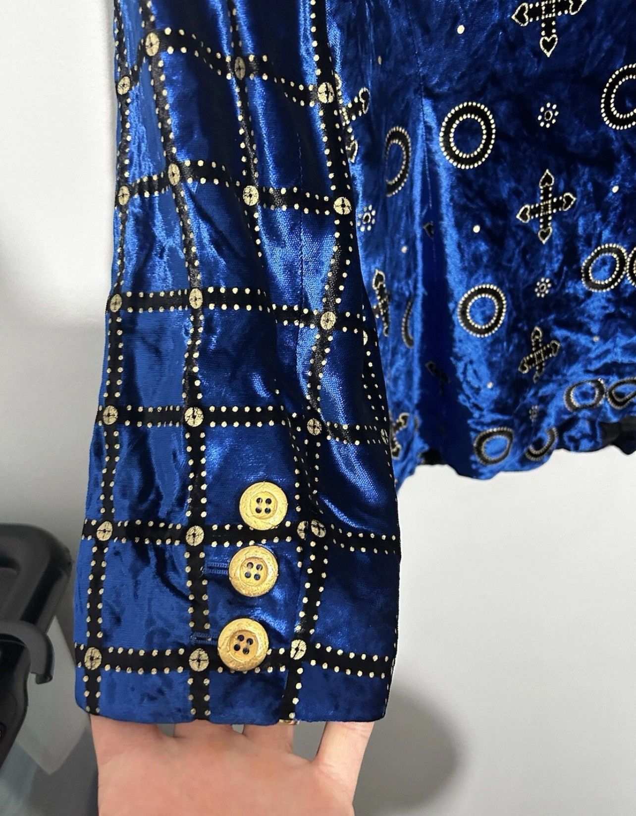 Escada Escada Margaretha Ley Cross Jacket, Blue And Gold. Size 38 Size XS / US 0-2 / IT 36-38 - 13 Thumbnail