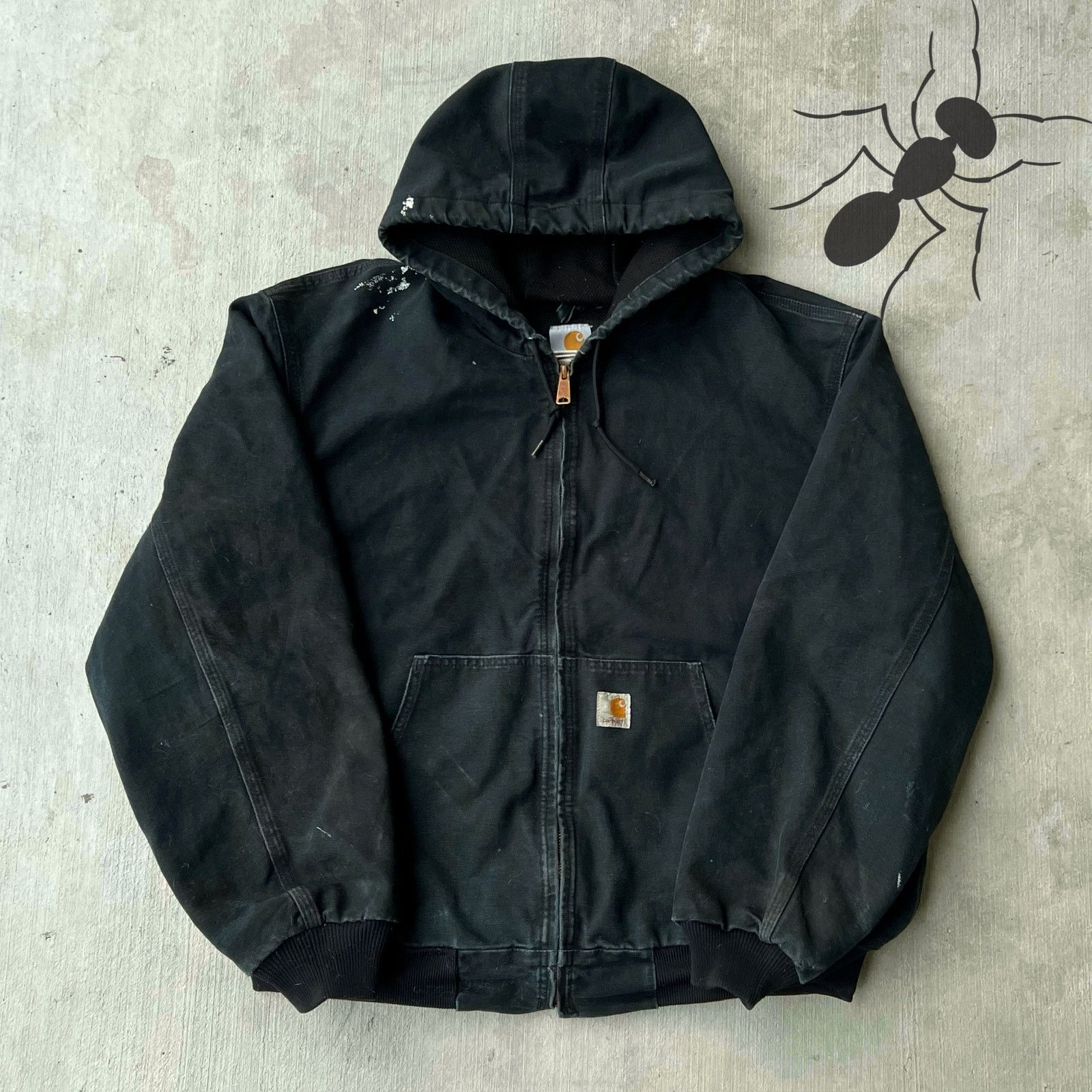 Carhartt × Vintage Carhartt J131 BLK faded black hooded work wear jacket Size US XL / EU 56 / 4 - 1 Thumbnail