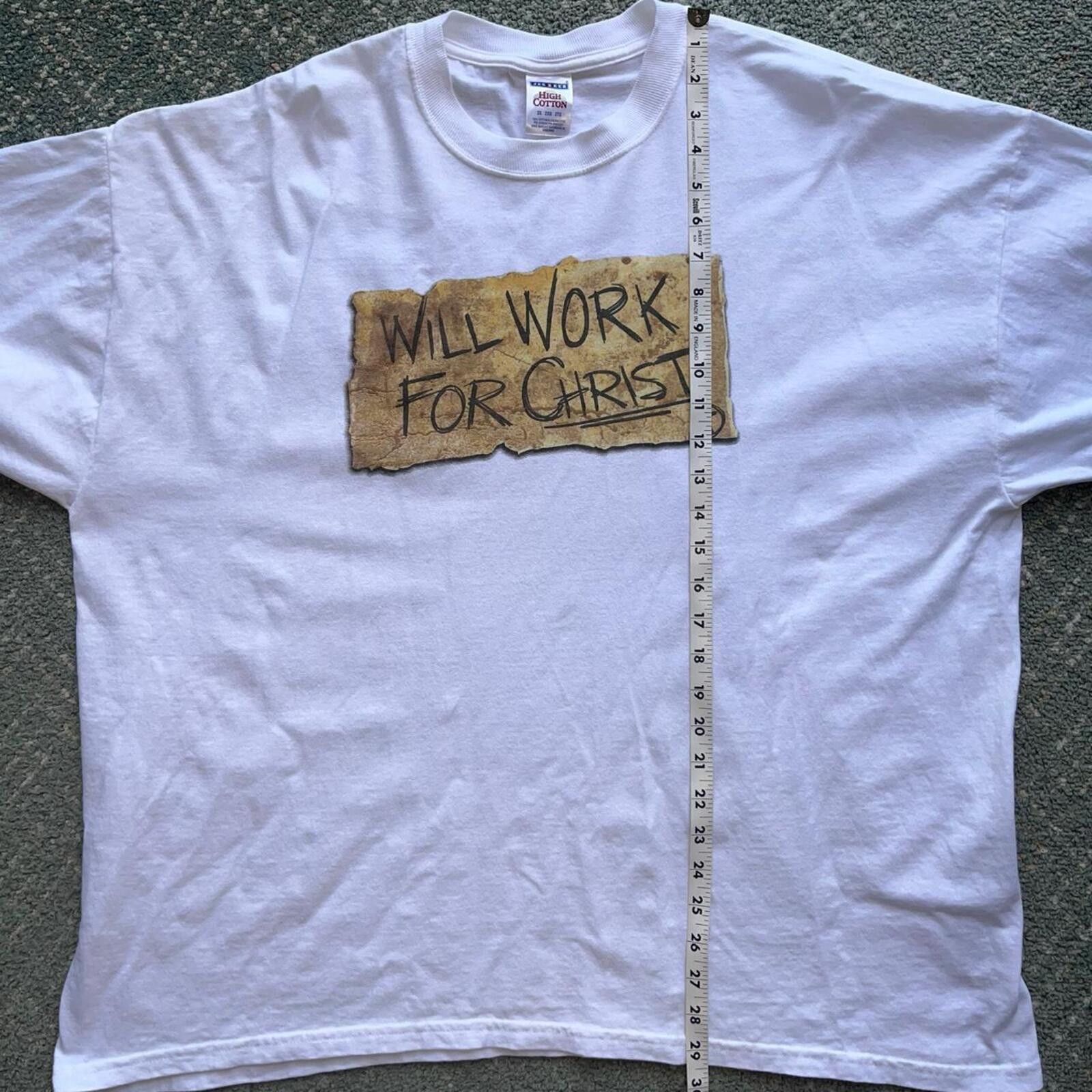 Jerzees Vintage Will Work For Christ Sign Religious Christian Shirt Size US M / EU 48-50 / 2 - 6 Thumbnail