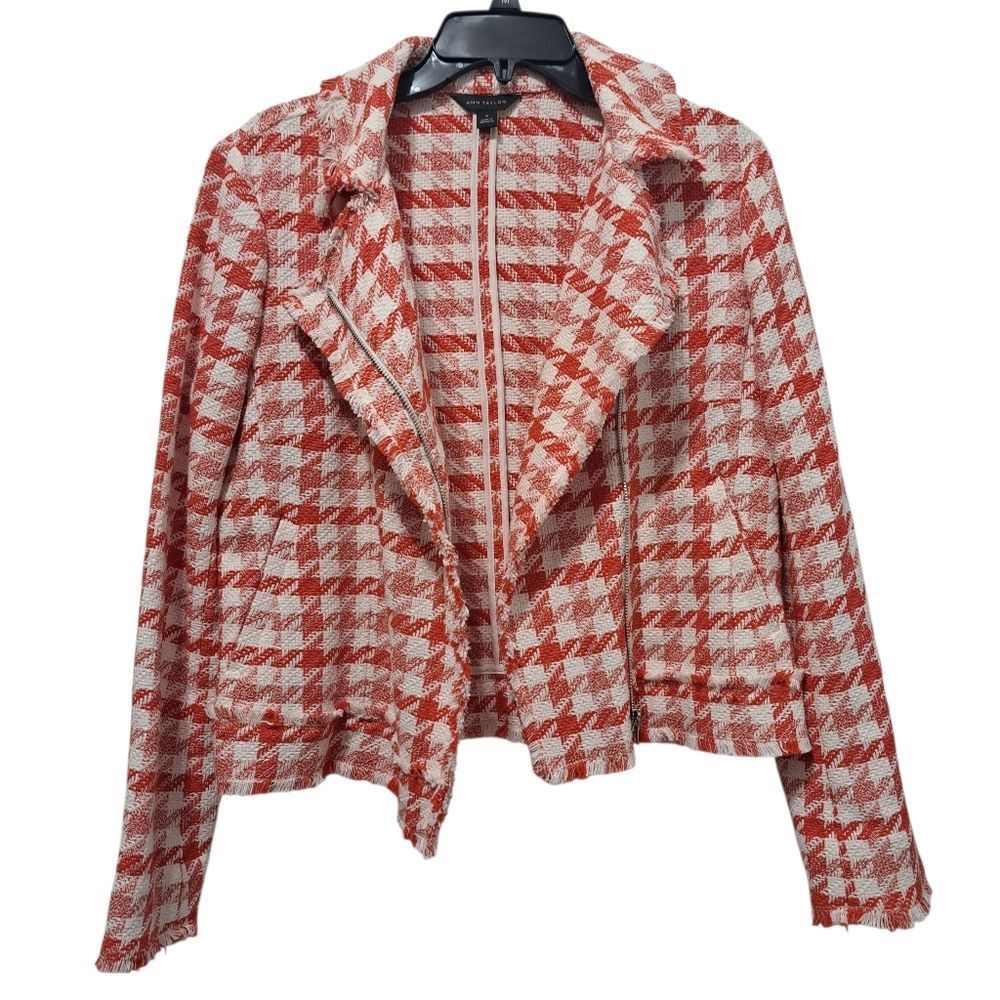 Ann Taylor Ann Taylor Houndstooth Tweed Checkered Moto Woven Fall Chic Size M / US 6-8 / IT 42-44 - 4 Thumbnail