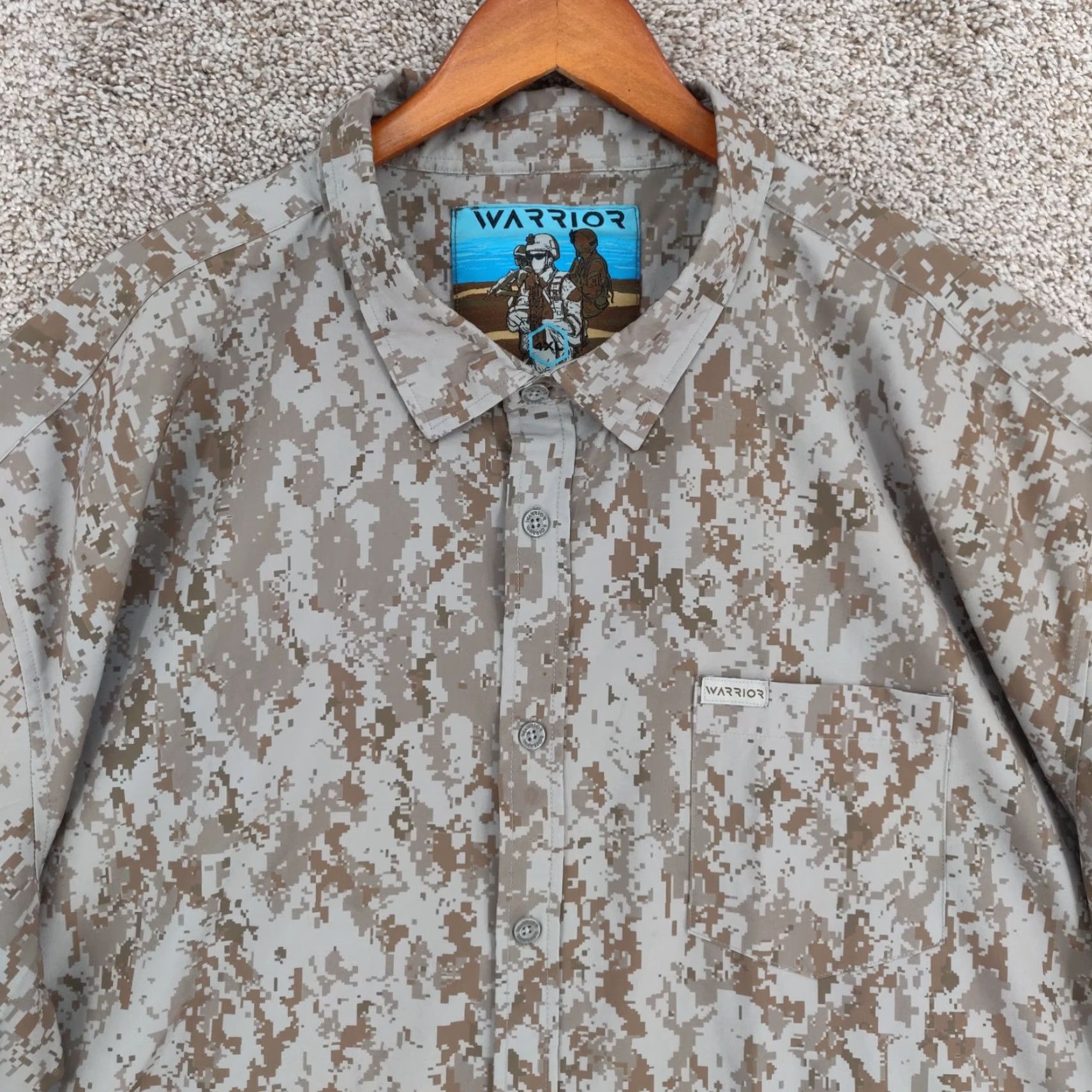 Etro Warrior Camouflage Shirt Mens 4XL Button Short Sleeve Retro Army Desert Camo Pattern Pocket Button-Up Shirt Men Size US XXL / EU 58 / 5 - 3 Thumbnail