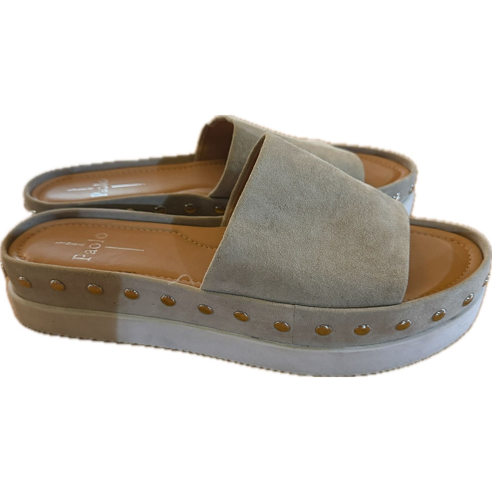 Linea Paolo Linea Women's Platform Slide Sandals Gray Studded 9 Size US 9 / IT 39 - 2 Thumbnail