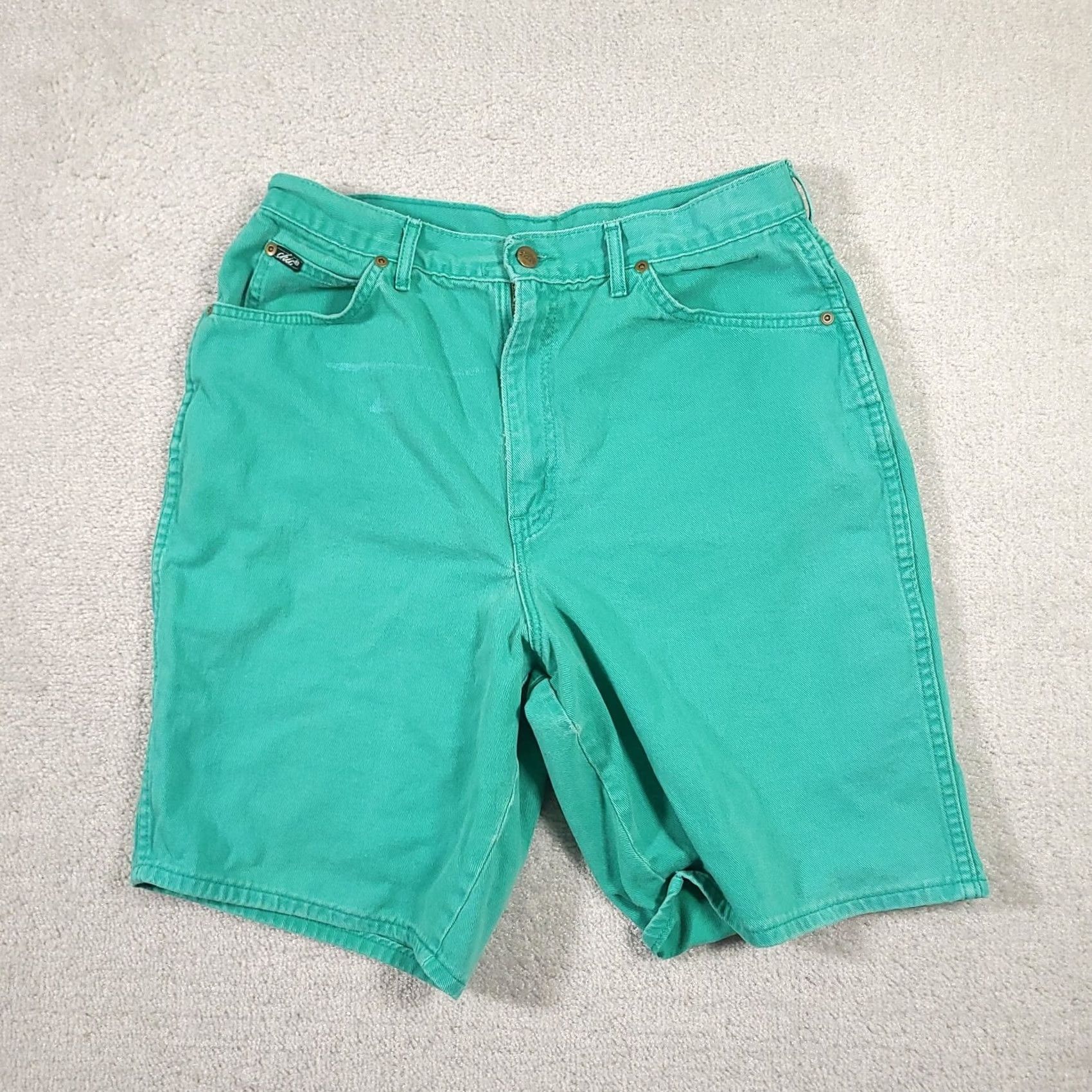 Vintage VINTAGE CHIC Green Denim Mom Shorts Womens 18 High-Waist USA Grunge Size 40" / US 18 - 2 Thumbnail