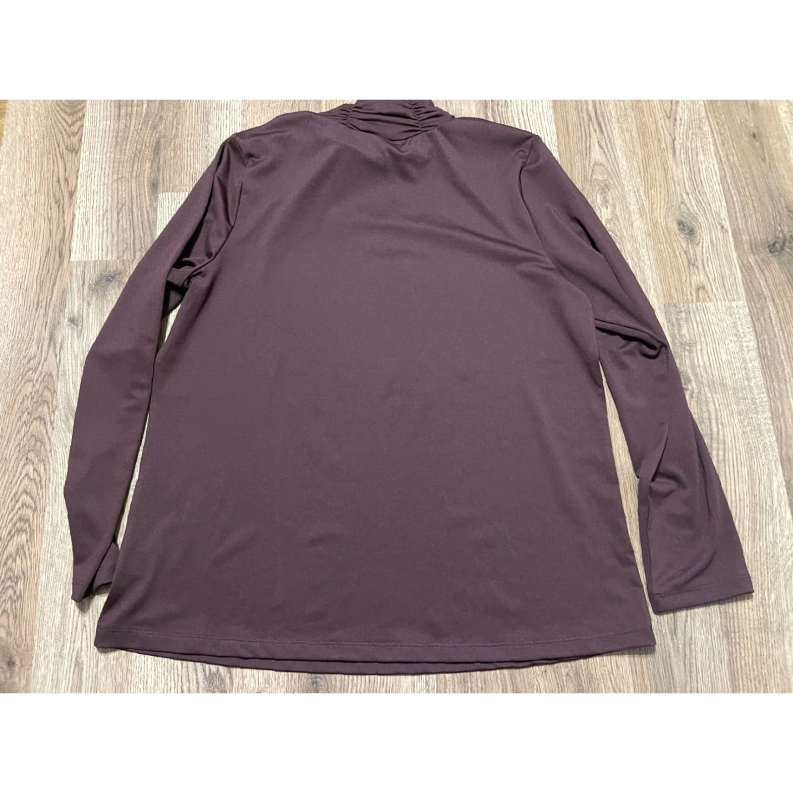 Vintage Susan Graver Shirt Women's Medium Brown Long Sleeve Mock Neck T-Shirt Size M / US 6-8 / IT 42-44 - 2 Thumbnail