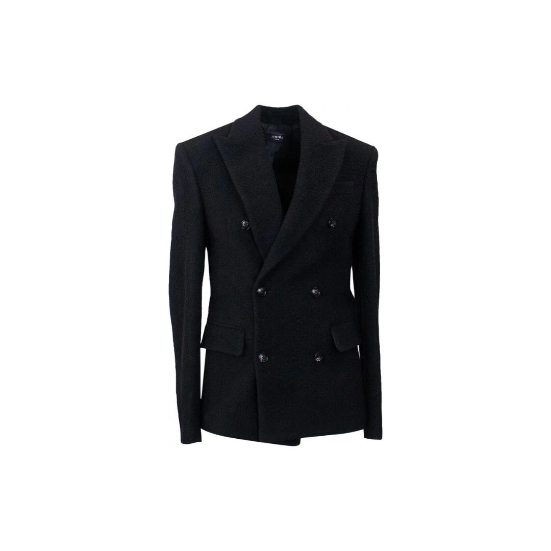 Amiri o1gr1nt1024 Boiled Wool Double Breasted Jacket in Black Size US M / EU 48-50 / 2 - 1 Thumbnail