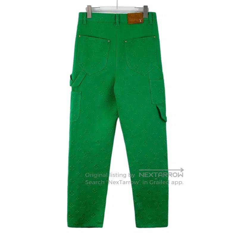 Louis Vuitton Louis Vuitton Green leather logo full print straight leg p Size US 30 / EU 46 - 2 Thumbnail