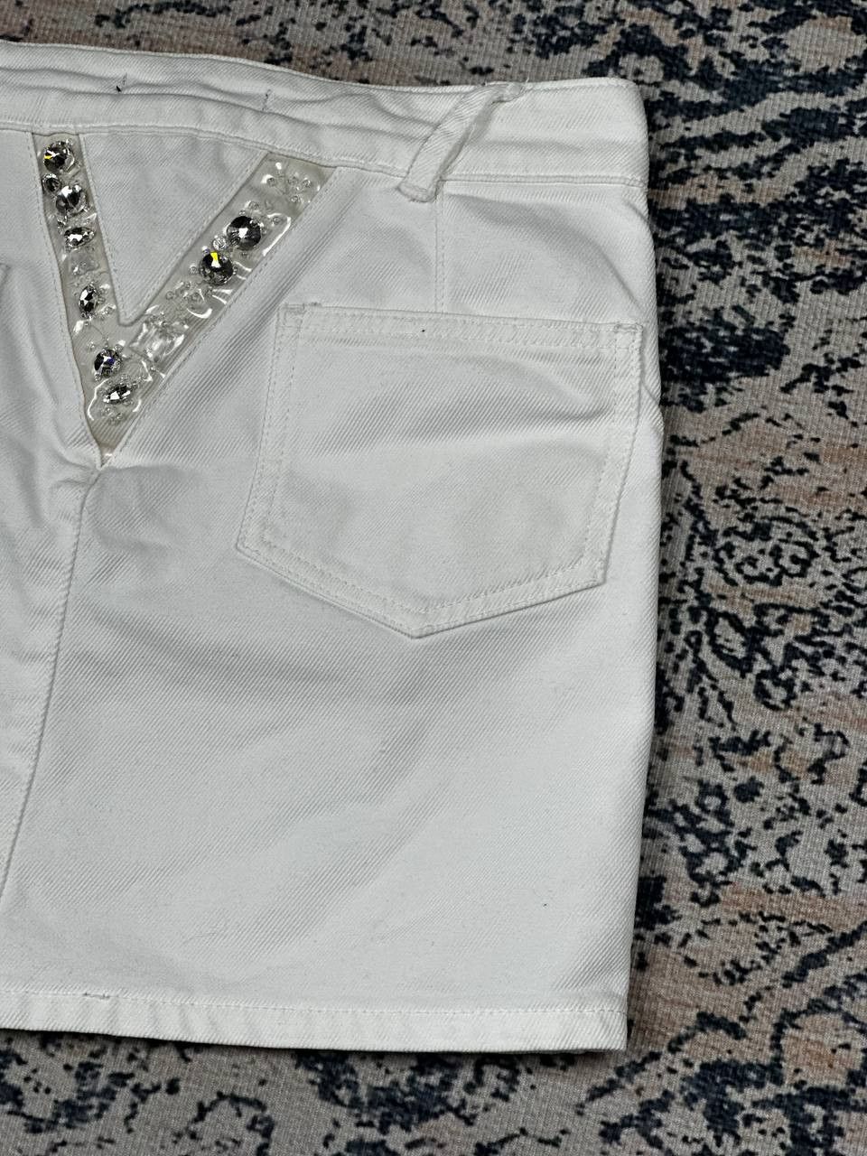 Versace Versace Summer White Denim Y2K Mini Skirt Size 25" / US 0 / IT 36 - 13 Thumbnail