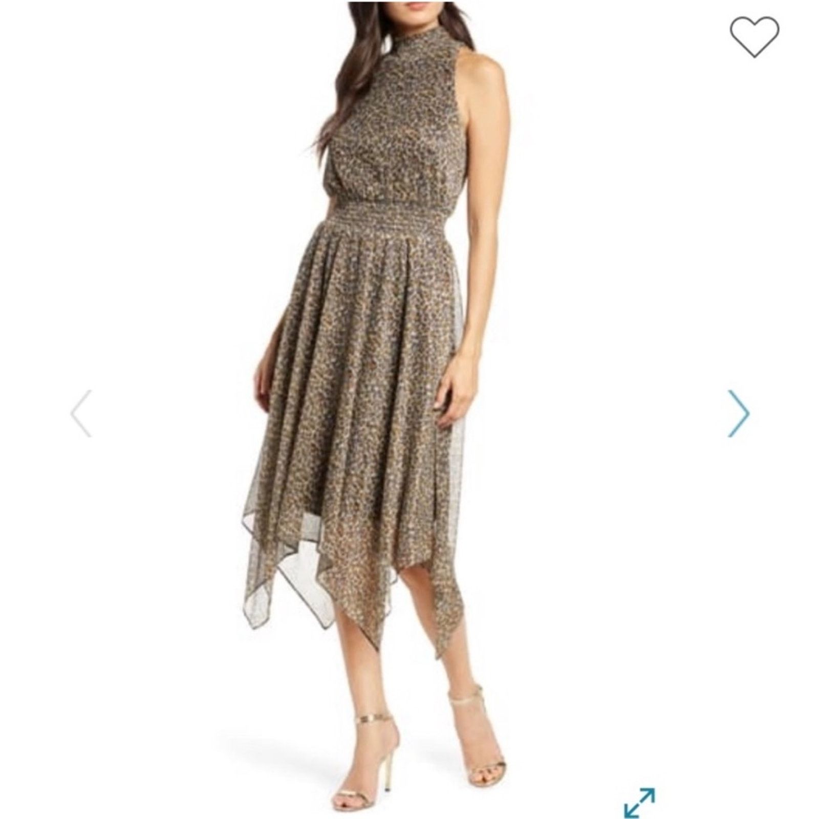 Sam Edelman Sam Edelman Leopard Print Sleeveless Handkerchief Midi Dress Size L / US 10 / IT 46 - 1 Thumbnail