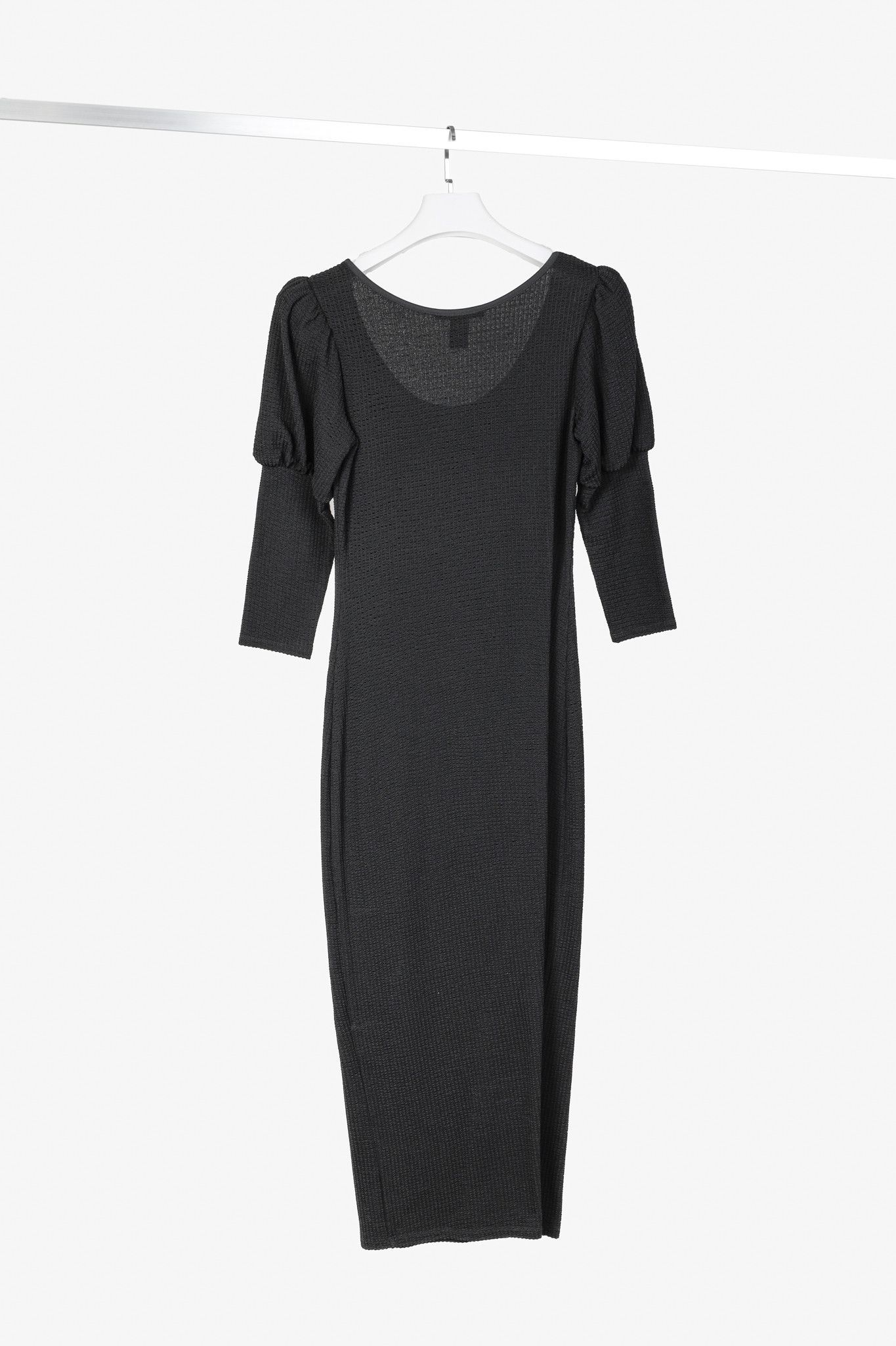 SMYTHE Smythe 'Juliet Sleeve' Black Rib Knit Midi Dress Size M / US 6-8 / IT 42-44 - 2 Thumbnail