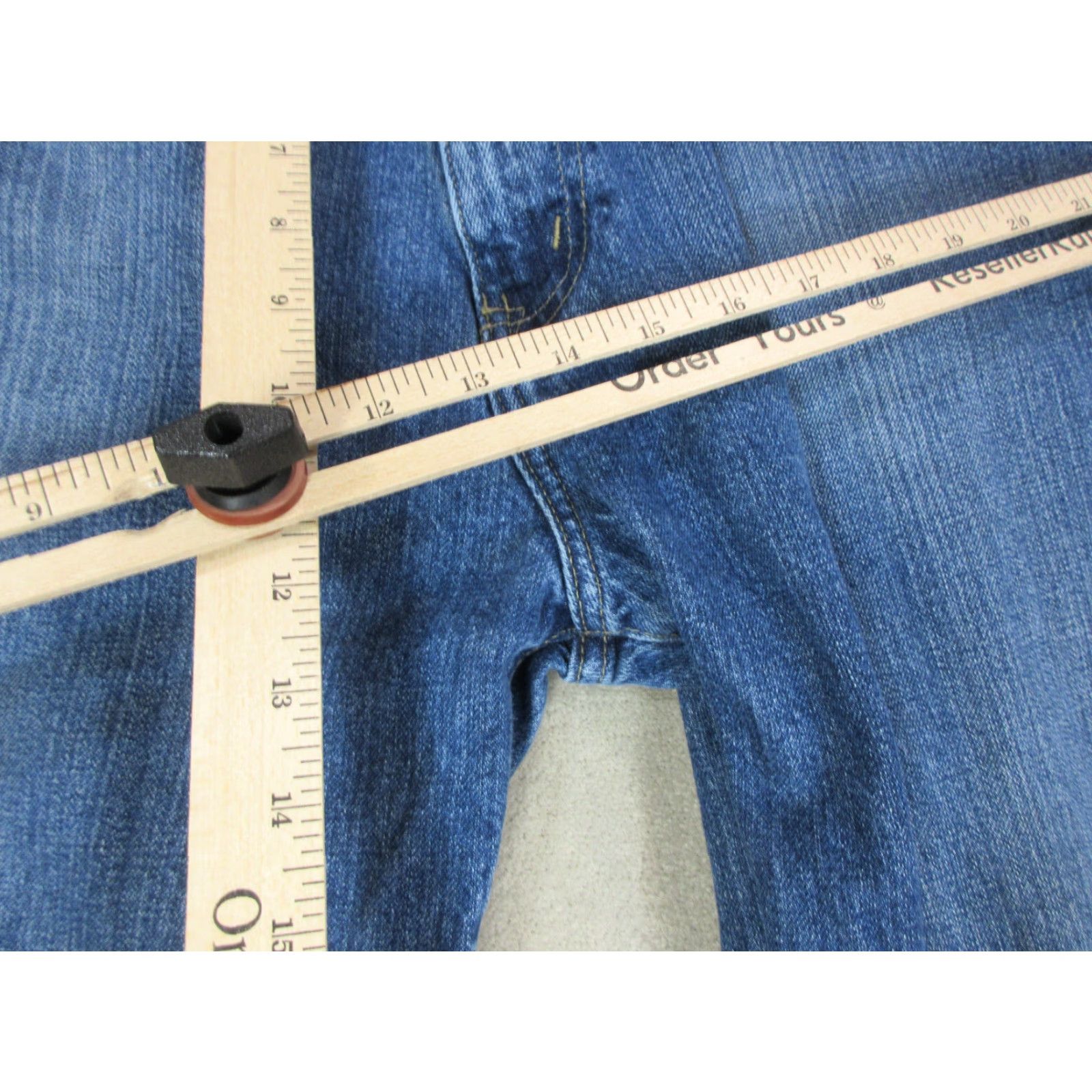 Nautica VINTAGE Nautica Jeans Mens 34x30 Relaxed Straight Baggy Wide Leg Dark Blue Cotton Denim Logo Pockets 90s Mens Size US 34 / EU 50 - 4 Thumbnail