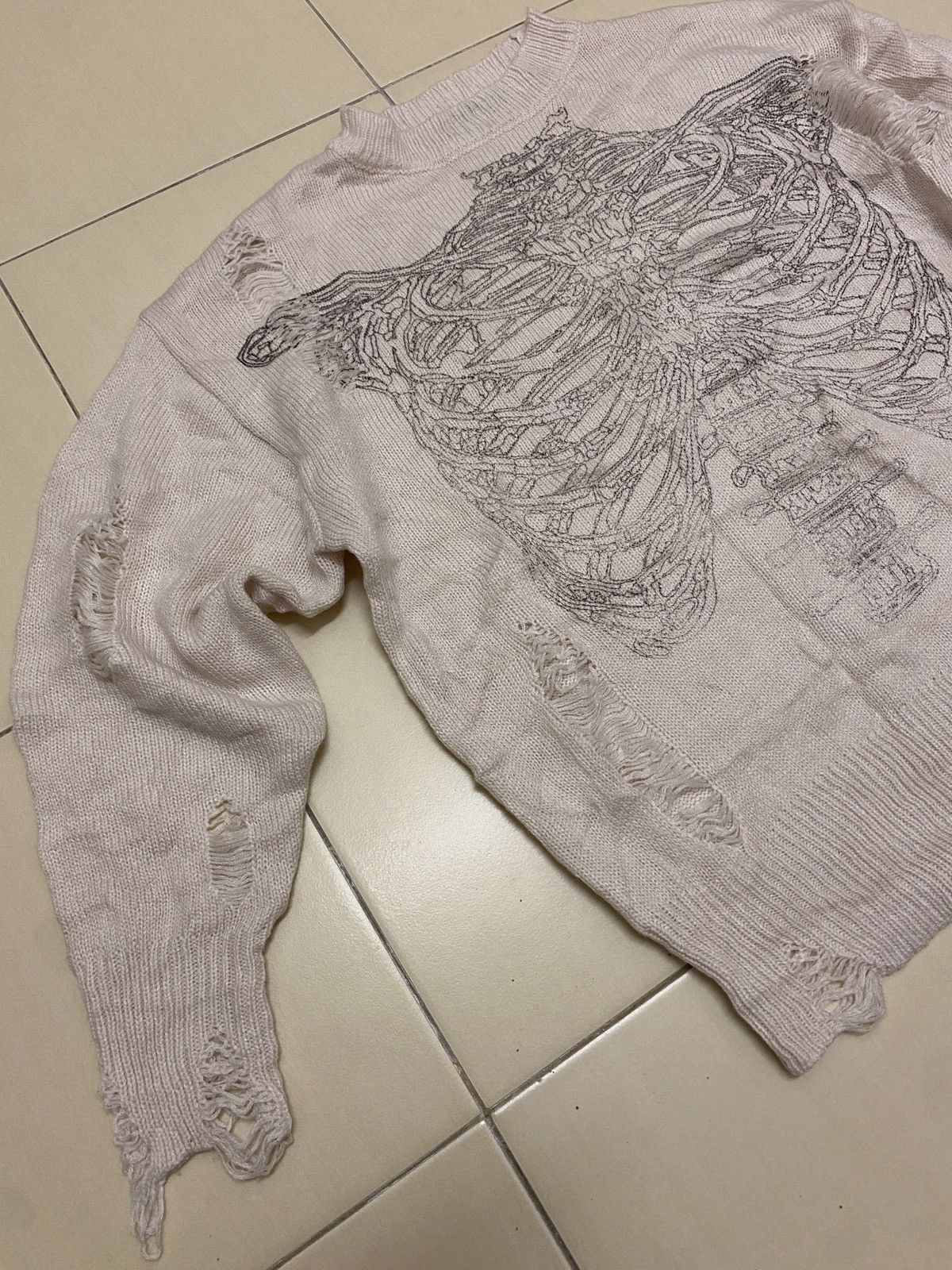 Japanese Brand Dirally Distressed Knit Upper Body Bones Sweater Size M / US 6-8 / IT 42-44 - 2 Thumbnail