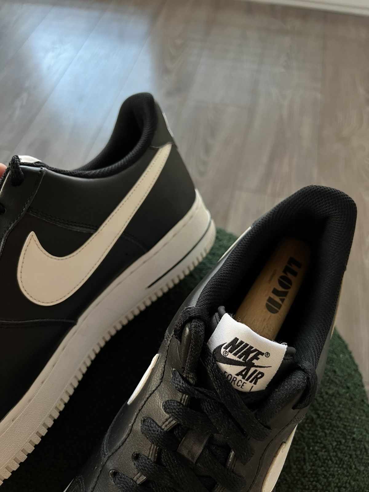 Nike ‼️Nike Air Force 1 ‘07 AN20 Black Leather White Logo Sneakers Size US 13 / EU 46 - 14 Thumbnail