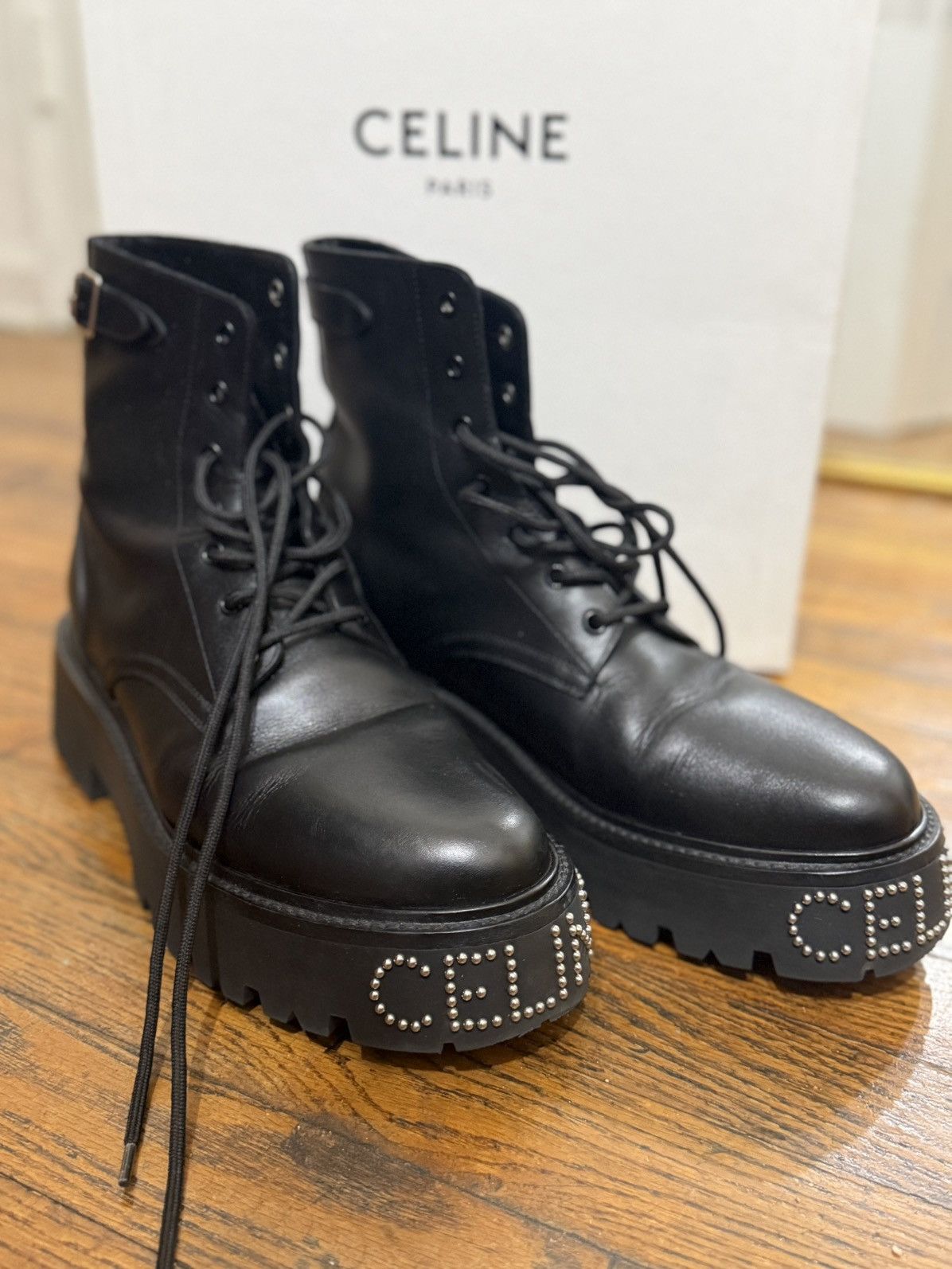 Celine Cosmic Cruiser Studded Combat Boot Size US 12 / EU 45 - 1 Thumbnail