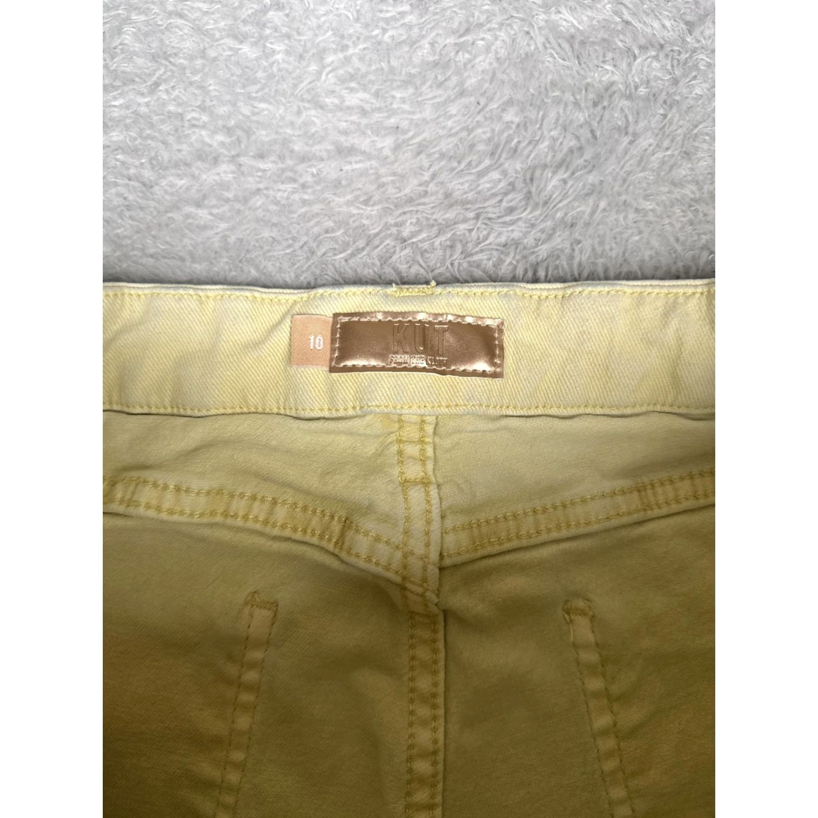Vintage KUT From The Kloth Meg Jeans Wide Leg Womens 10 Yellow High Rise Stretch 29x28 Size 32" / US 10 / IT 46 - 6 Thumbnail