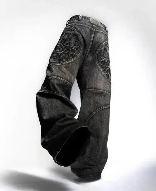 Jean Retro Wash Baggy Embroidered Straight Jeans Size US 32 / EU 48 - 7 Thumbnail