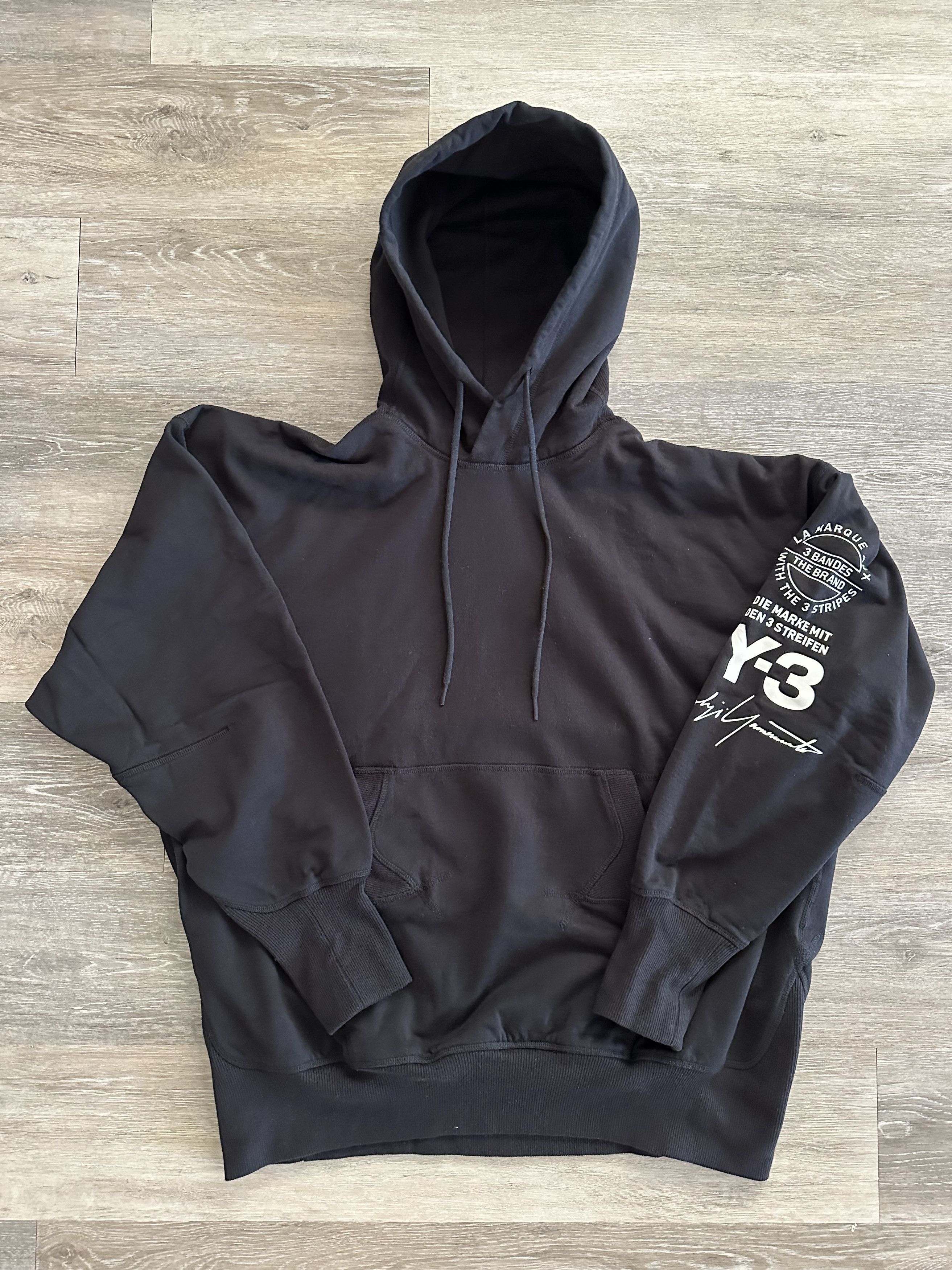 image of Y 3 Y-3 Stacked Logo Popover Hoody in Black, Men's (Size Medium)