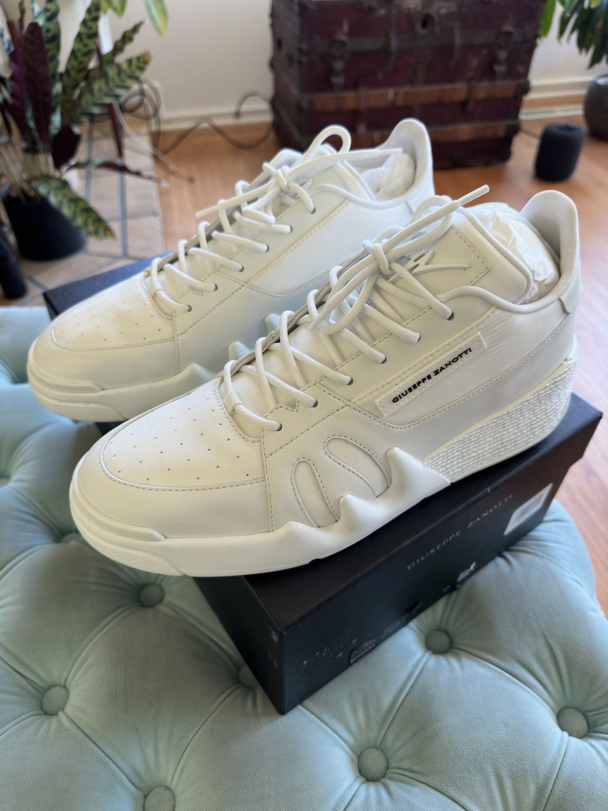image of Giuseppe Zanotti Talon Low Top Sneakers - 12 in White, Men's