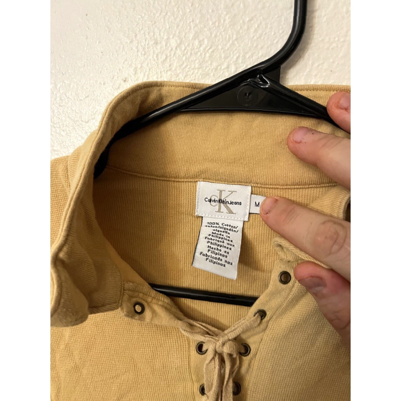 Calvin Klein Calvin Klein Yellow Long Sleeve Lace Up Cotton Shirt Women's M Size M / US 6-8 / IT 42-44 - 2 Thumbnail