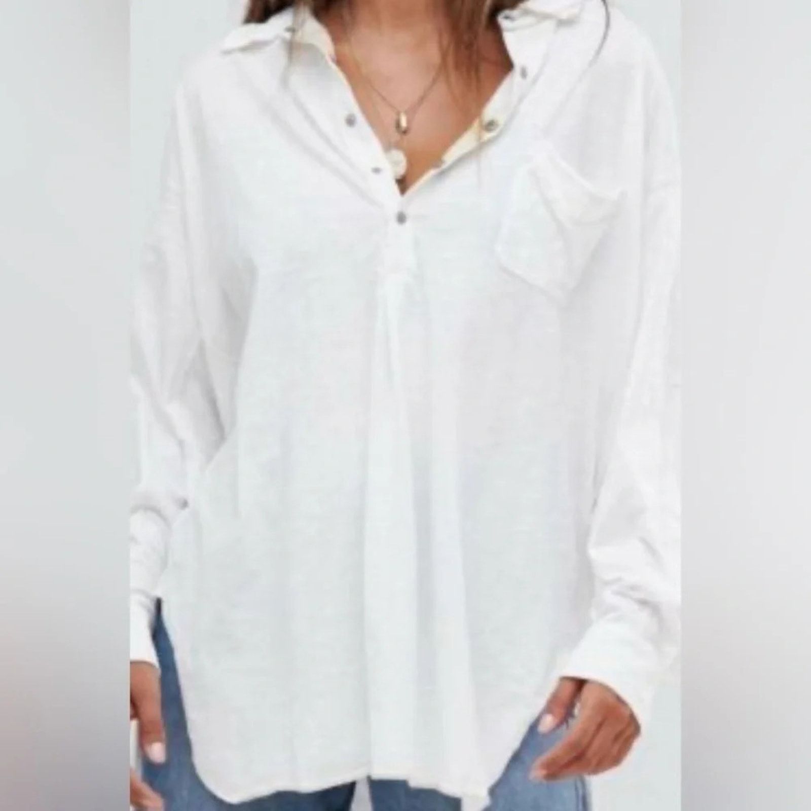 Free People We The Free long sleeve oversized Henley top, size XS Size XS / US 0-2 / IT 36-38 - 3 Thumbnail