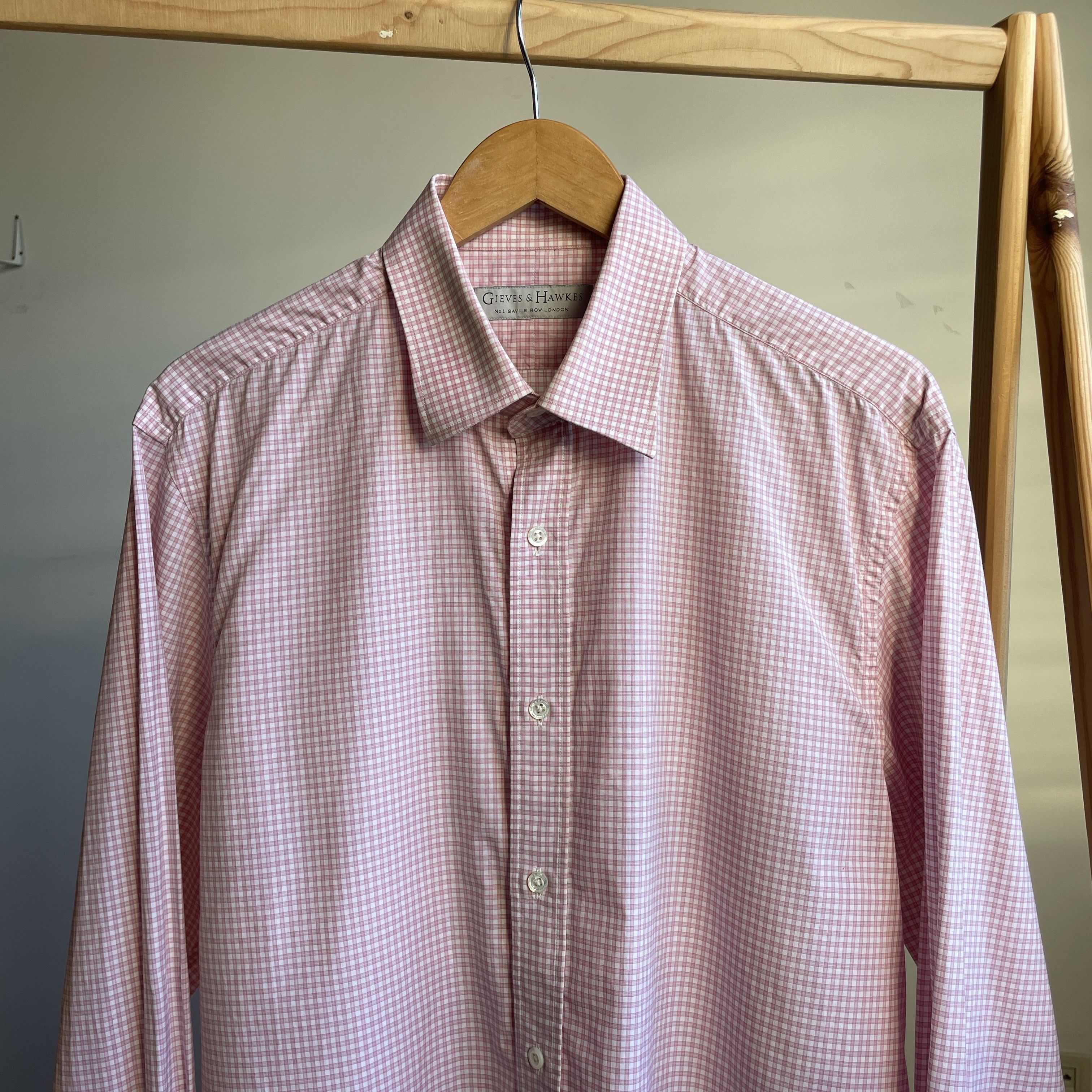 Gieves & Hawkes Gieves & Hawkes Pink Check Dress Shirt Neck Size 16.5 in Size 46R - 3 Thumbnail