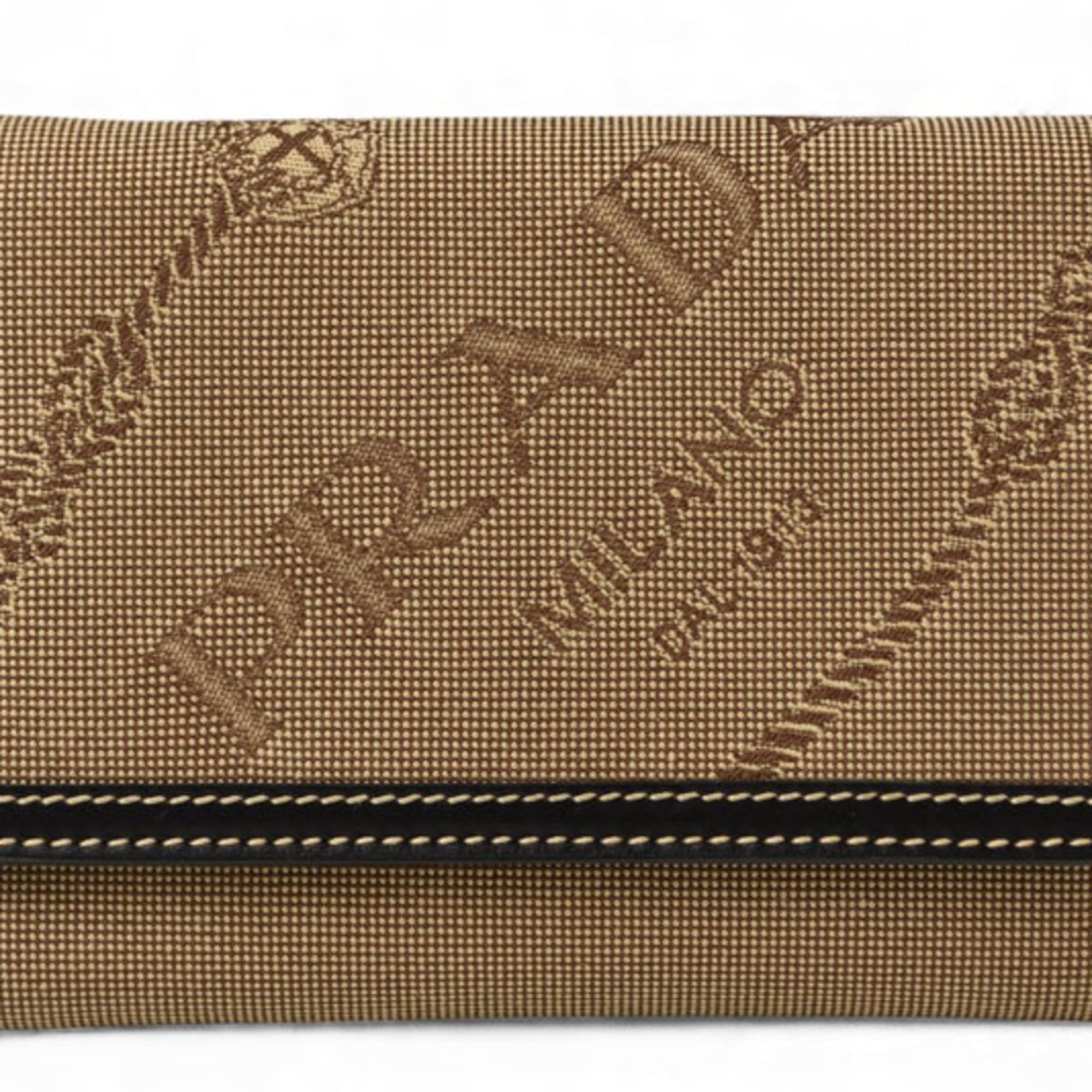 Prada Prada Tri-fold Wallet 1M0510 Logo Jacquard Leather Beige Black Size ONE SIZE - 1 Thumbnail