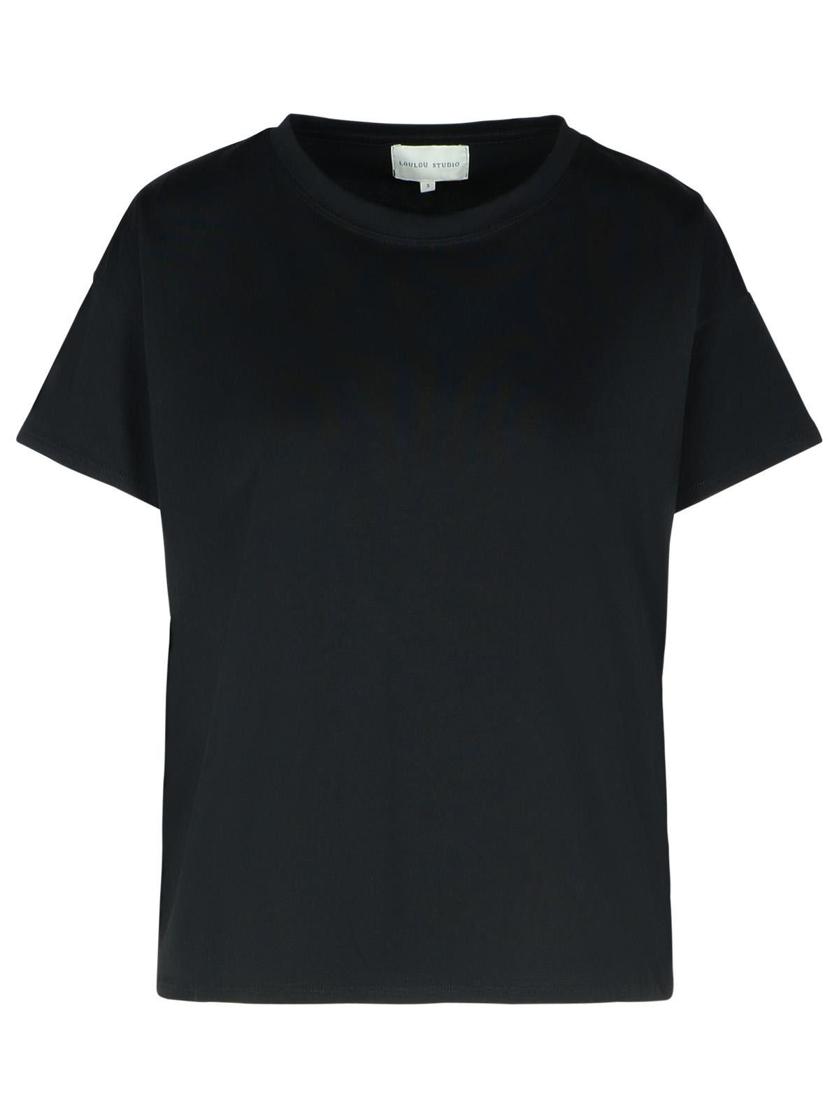 LOULOU DE SAISON 'Basiluzzo' Black Cotton T-Shirt