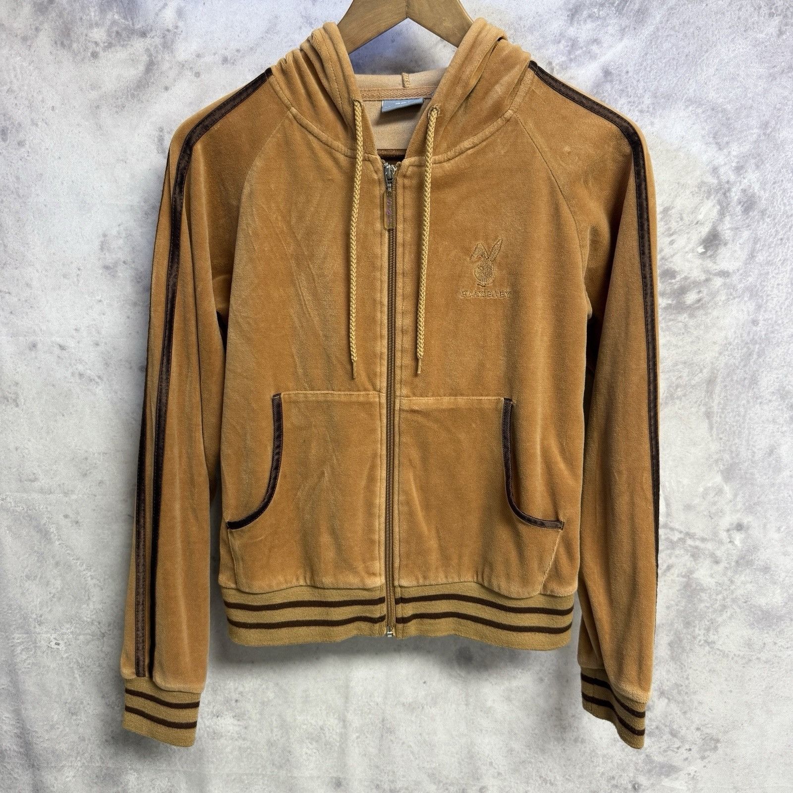 Vintage Playbaby Velour Sweatshirt Womens Small 17.5x21 Brown S & P Size S / US 4 / IT 40 - 1 Thumbnail