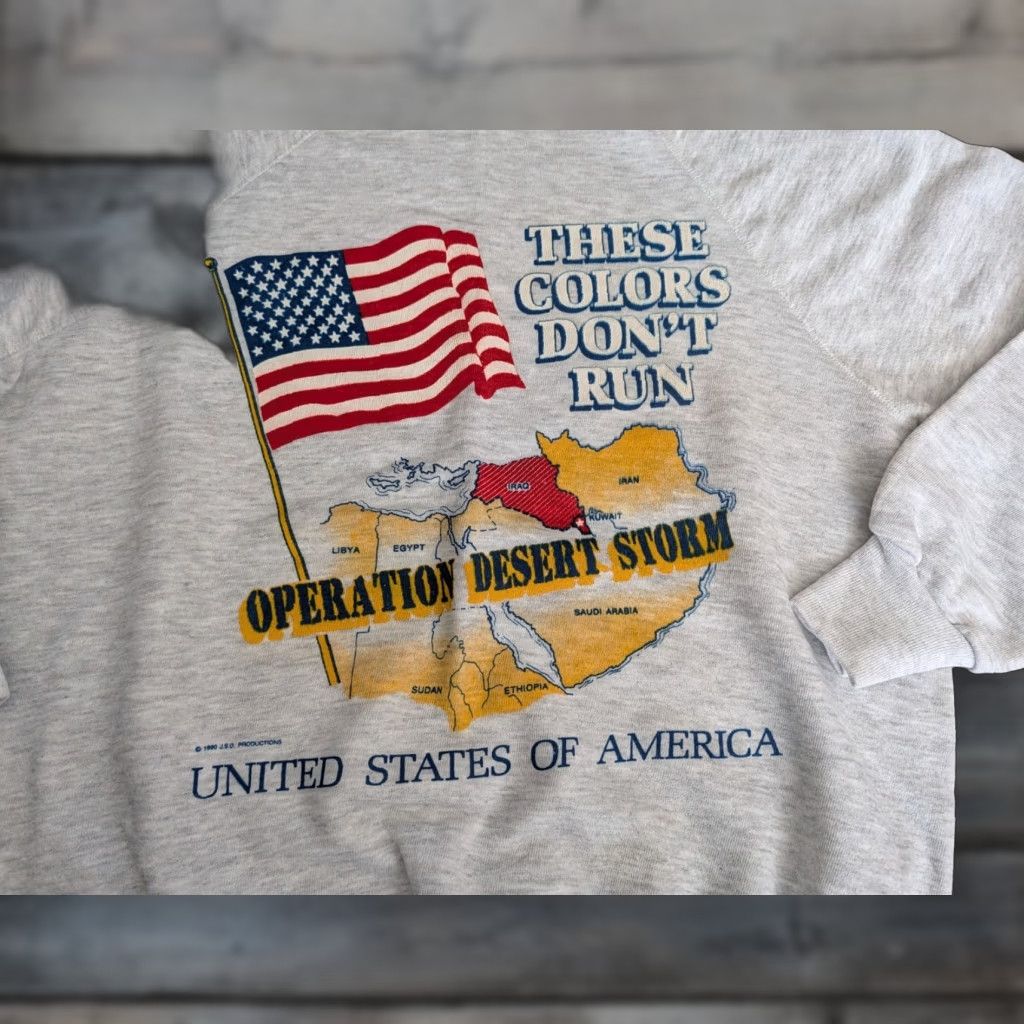 Lee VINTAGE Lee Desert Storm Crewneck Sweatshirt XL Gray Men's 90s Graphic Print Midweight Fleece All Seasons Size US XL / EU 56 / 4 - 1 Thumbnail