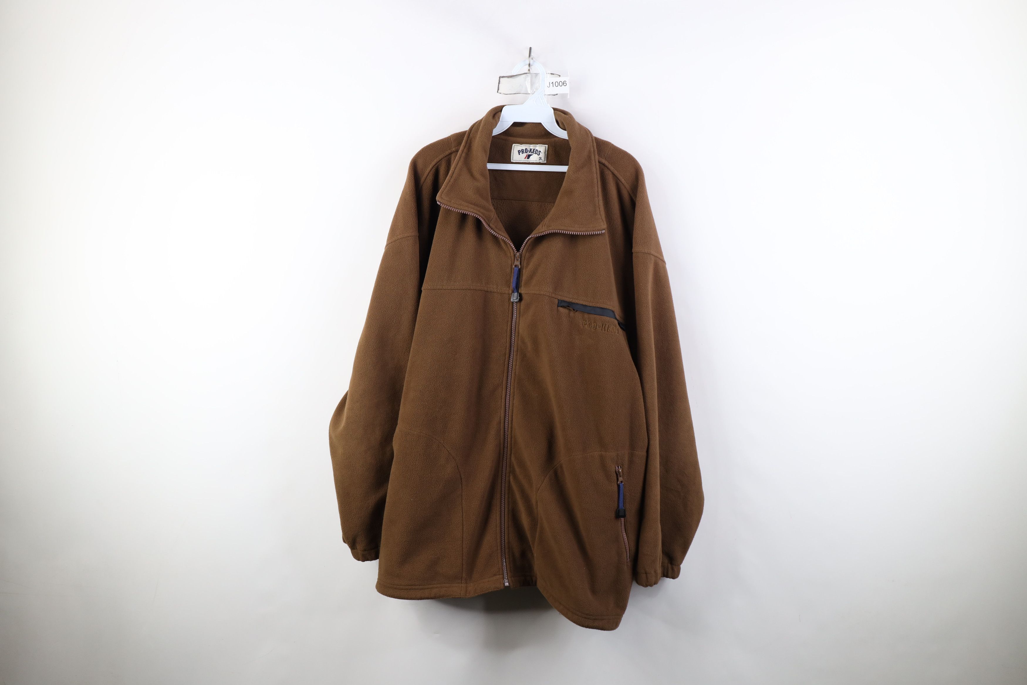 Pro-Keds Vintage 90s Keds Pro Keds Spell Out Fleece Jacket Brown Size 3XL / US 20-22 - 1 Thumbnail