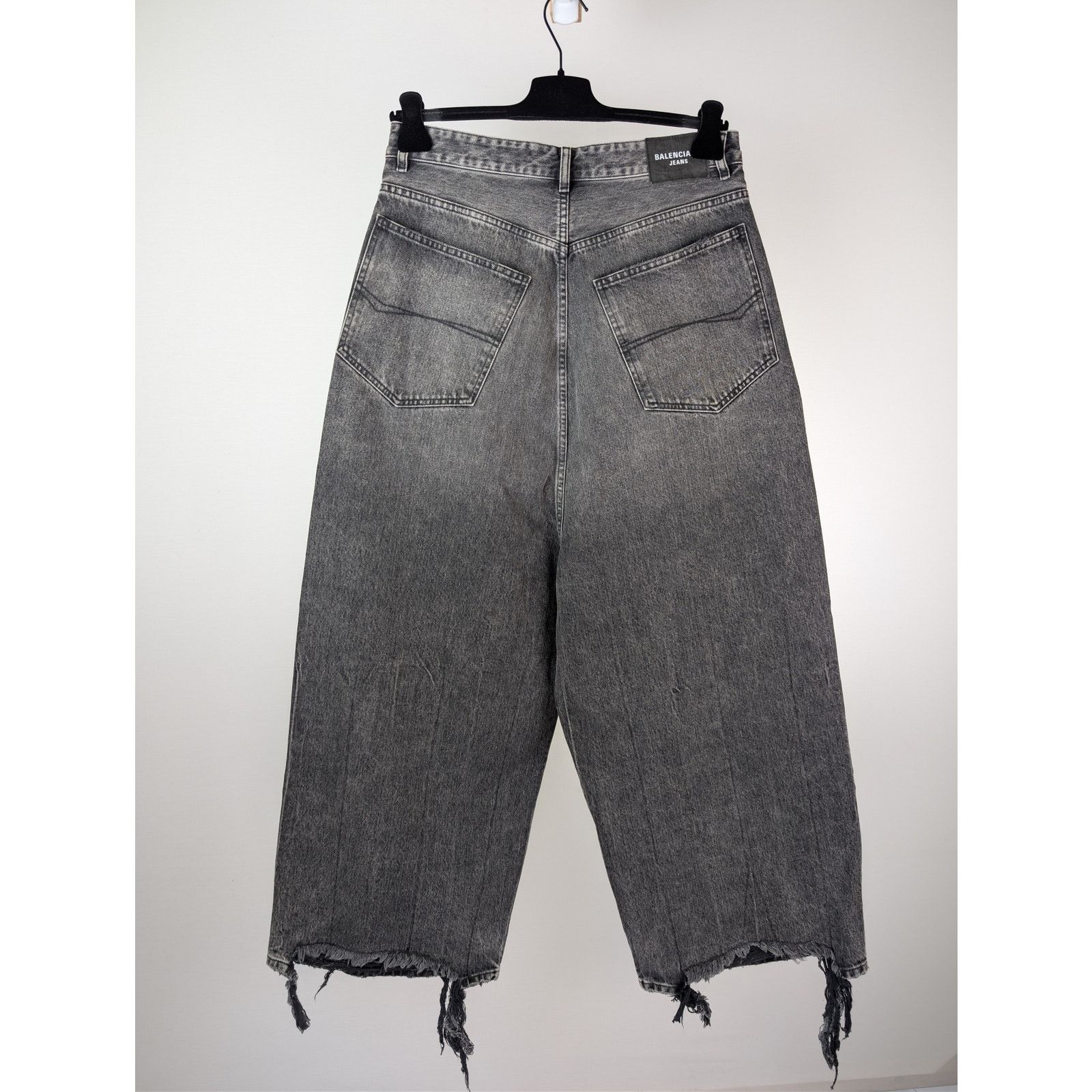 Balenciaga o1rshd1 Low Crotch Distressed Loose Denim Jeans in Black Size US 28 / EU 44 - 10 Thumbnail