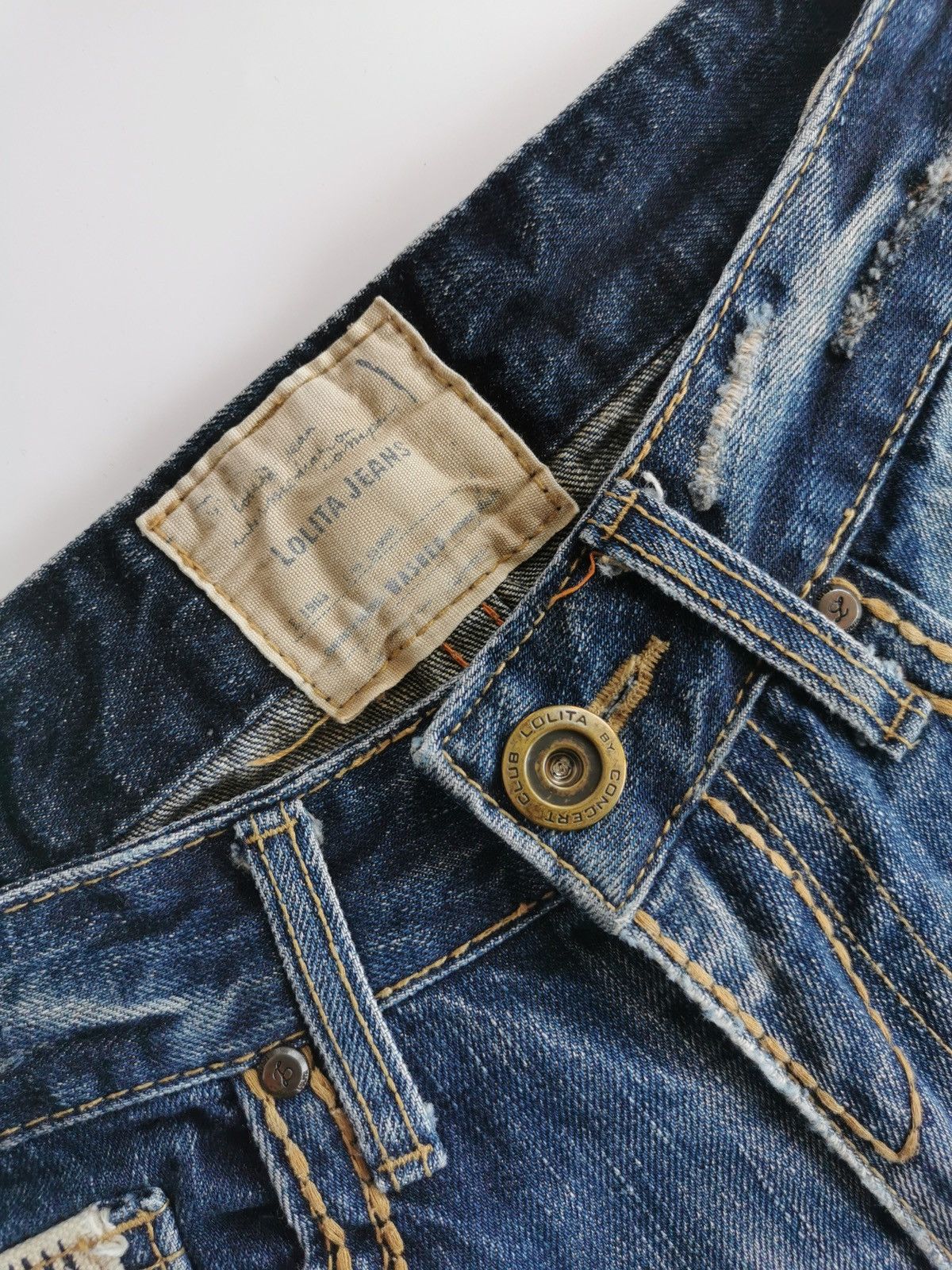Kapital Lolita Faded Structure Distressed Denim Jeans Size US 31 - 12 Thumbnail
