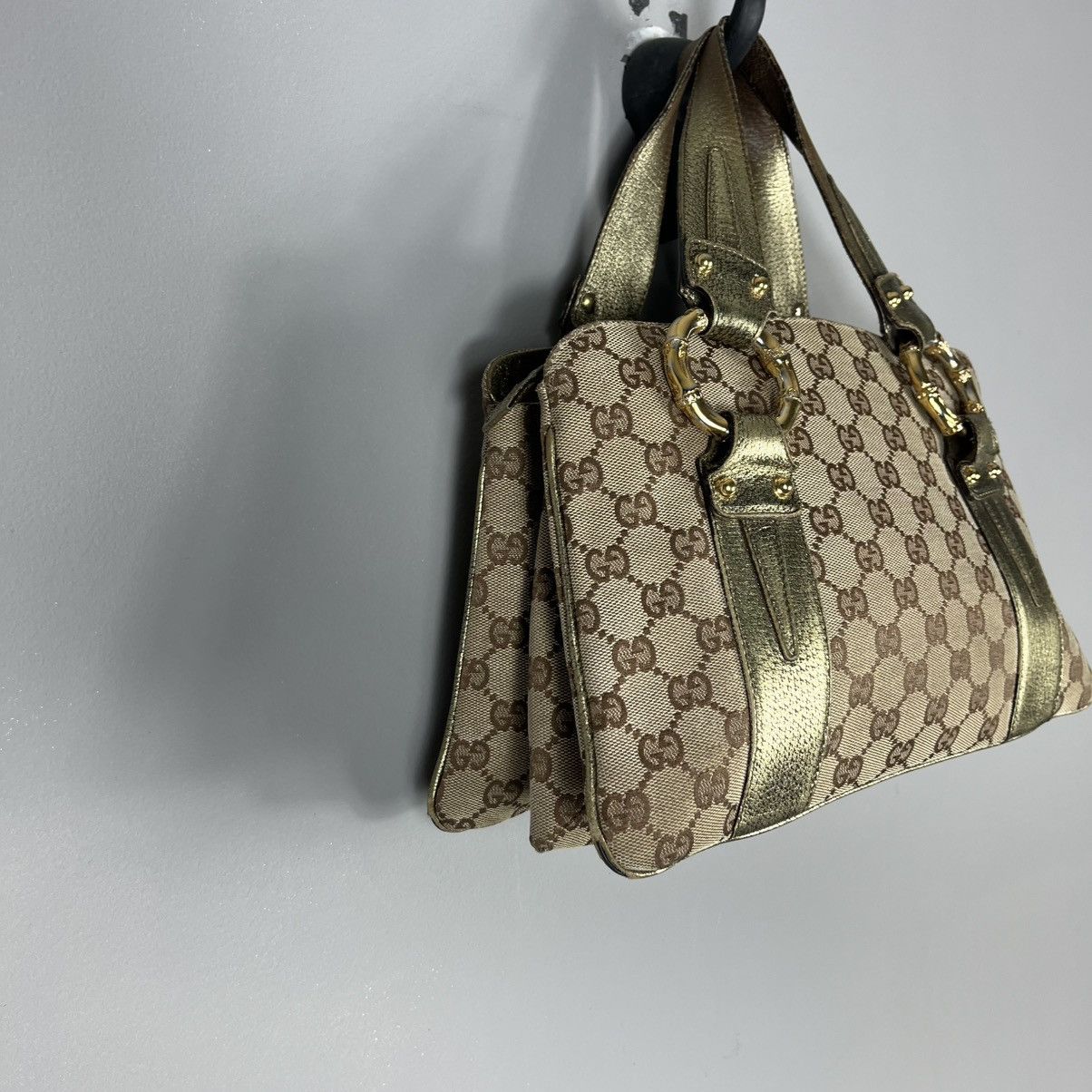 Gucci Bag Brown Gold Luxury Vintage Style Monogram