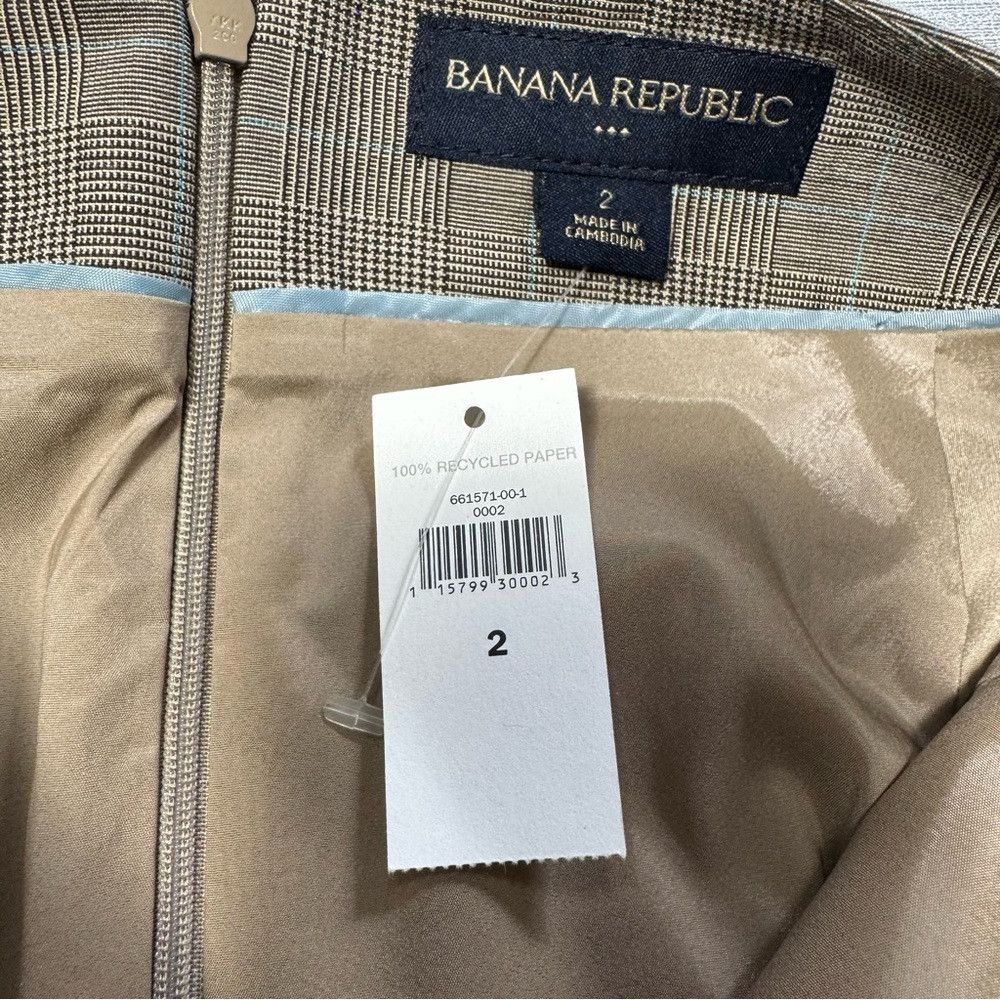 Banana Republic NWT New Banana Republic Plaid Pencil Light Brown Skirt Size Size 26" / US 2 / IT 38 - 7 Thumbnail