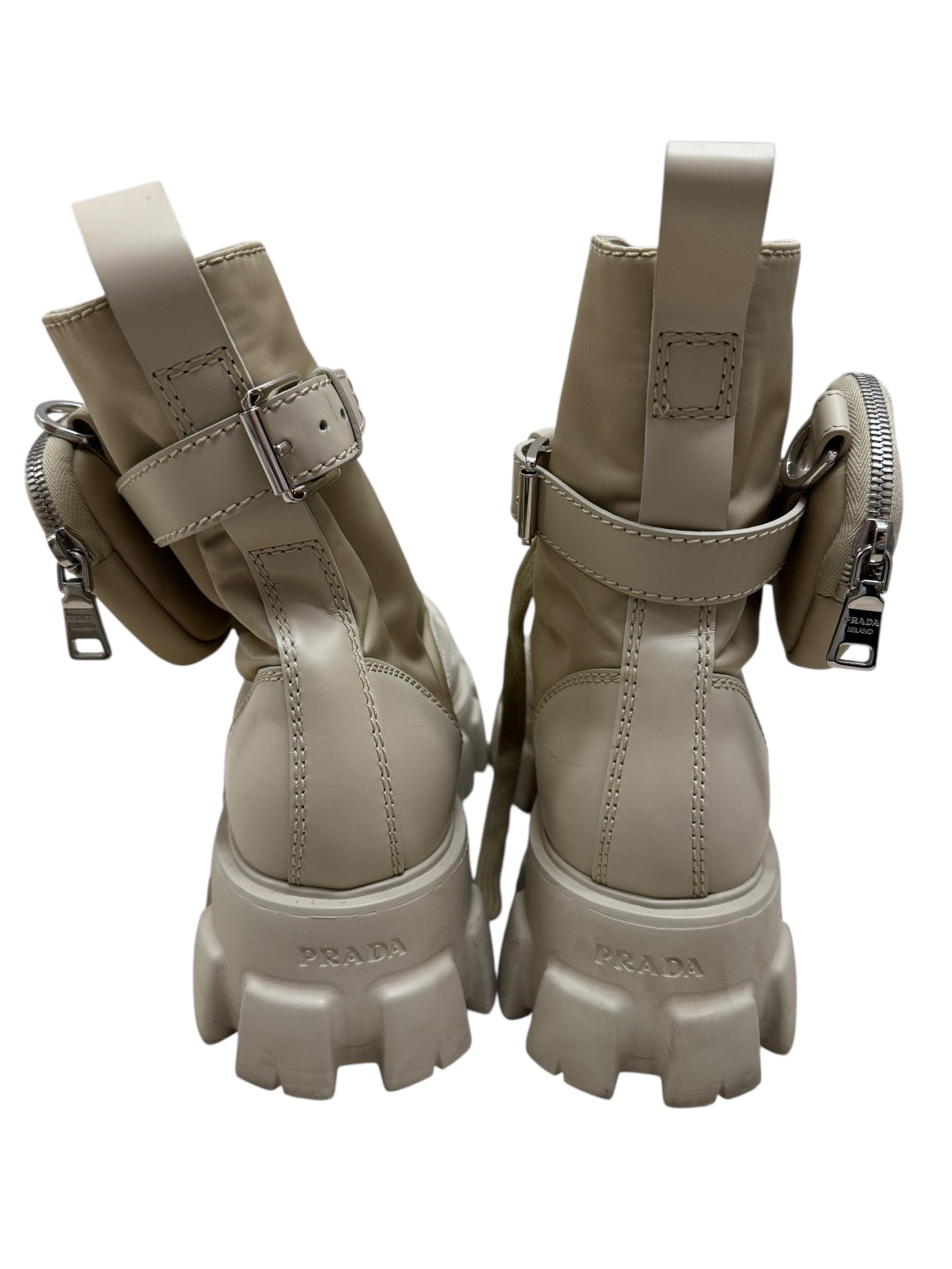 Prada Prada Desert Beige Nylon & Leather Monolith Pouch Boots Mens Size US 8.5 / EU 41-42 - 4 Thumbnail