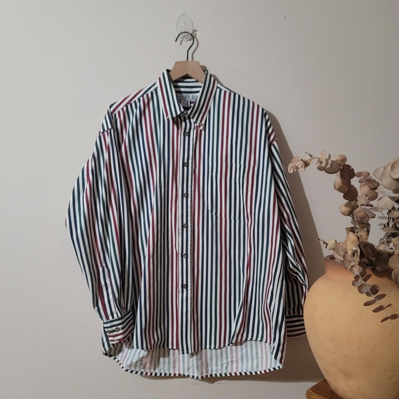 Other 90s Streetwear Striped Button Shirt Indie Grunge Sz L Cotton Size US L / EU 52-54 / 3 - 1 Thumbnail