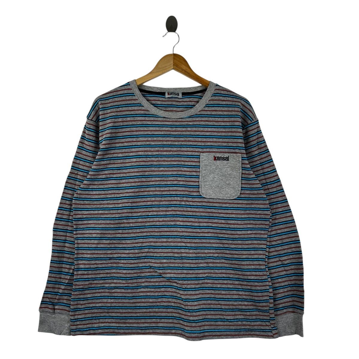 Kansai Yamamoto Vintage Kansai Yamamoto Striped Long Sleeve Tee 90s Japan Size US L / EU 52-54 / 3 - 1 Thumbnail