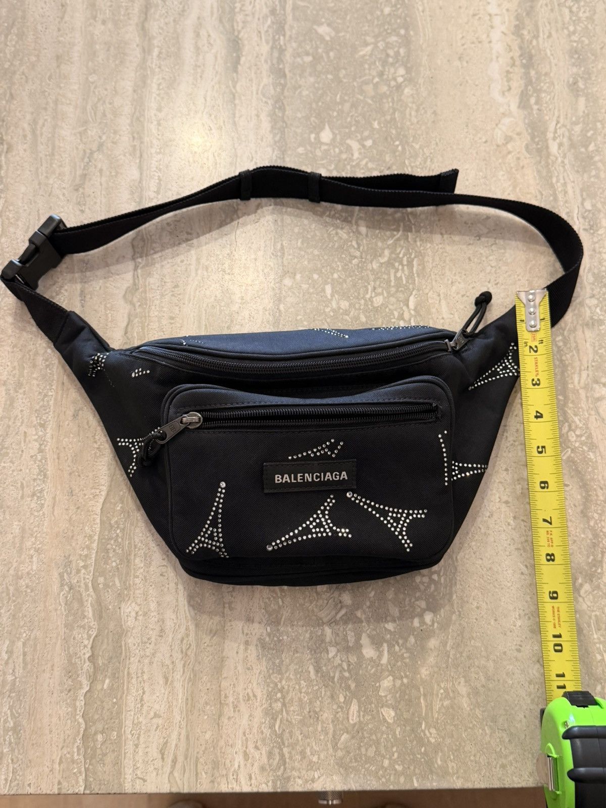 Balenciaga BALENCIAGA BLACK NYLON CRYSTAL EIFFEL TOWER FANNY PACK Size ONE SIZE - 13 Thumbnail