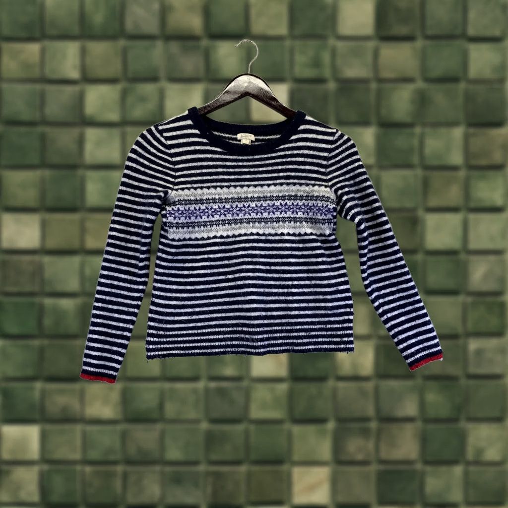 J.Crew J.CREW Womens Size Small Snowflake Design Knit Wool Cropped Sweater Size S-6582 Pullover Slim Winter Fall Wool, Nyol, Acrylic Size S / US 4 / IT 40 - 1 Thumbnail