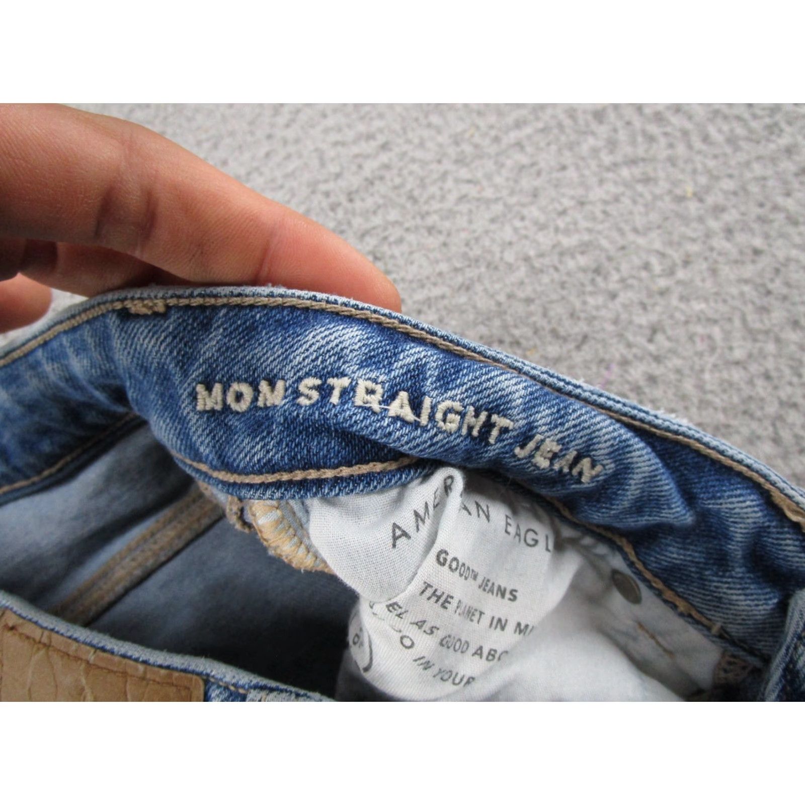 American Eagle Outfitters American Eagle Outfitters Denim Jeans Straight 4 BLUE Stretch Distressed 5-Pocket 90s Womens Regular Vintage: No Size 27" / US 4 / IT 40 - 6 Thumbnail