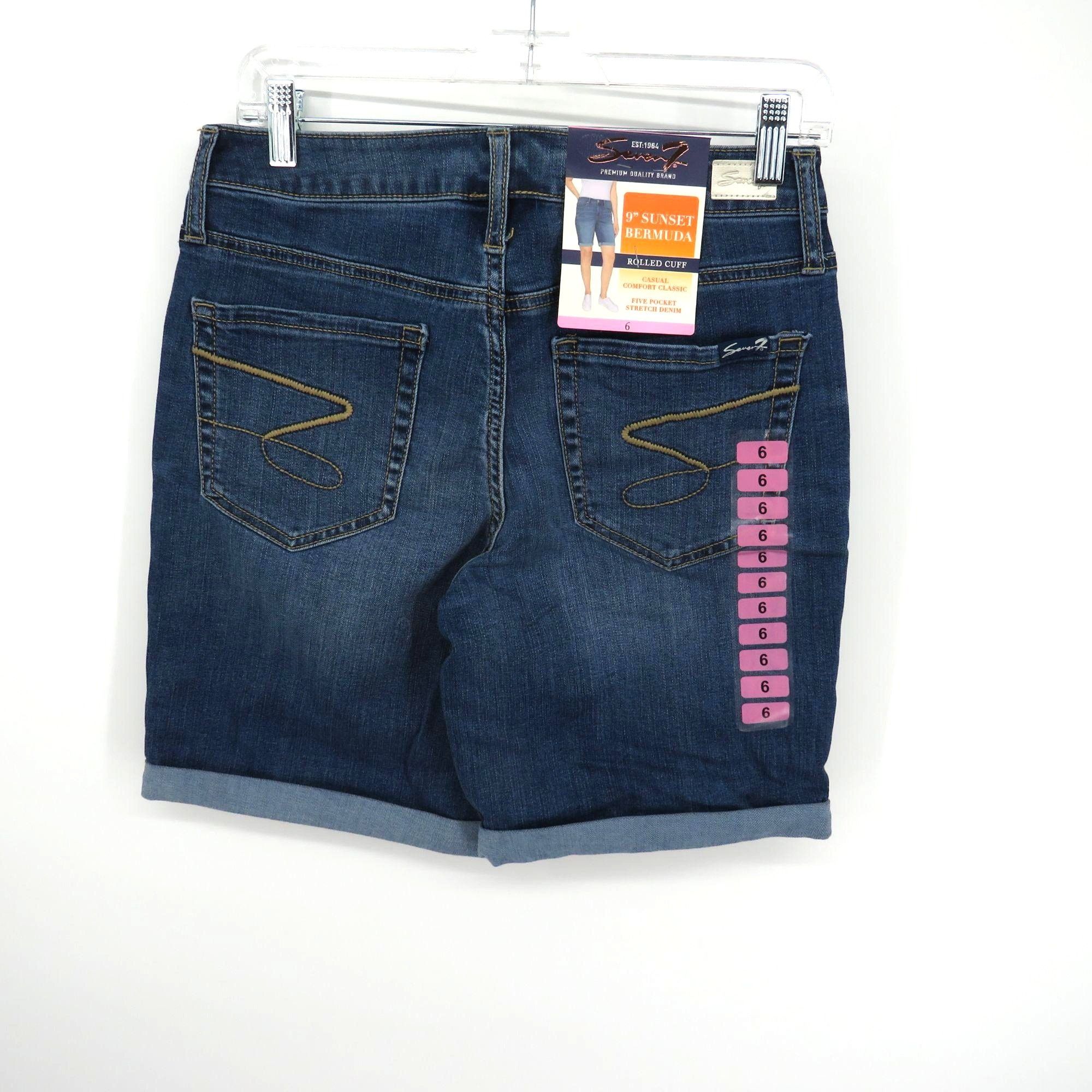 Other Seven7 Womens 9" Sunset Bermuda Denim Shorts Size 6 Rolled C Size 28" / US 6 / IT 42 - 1 Thumbnail